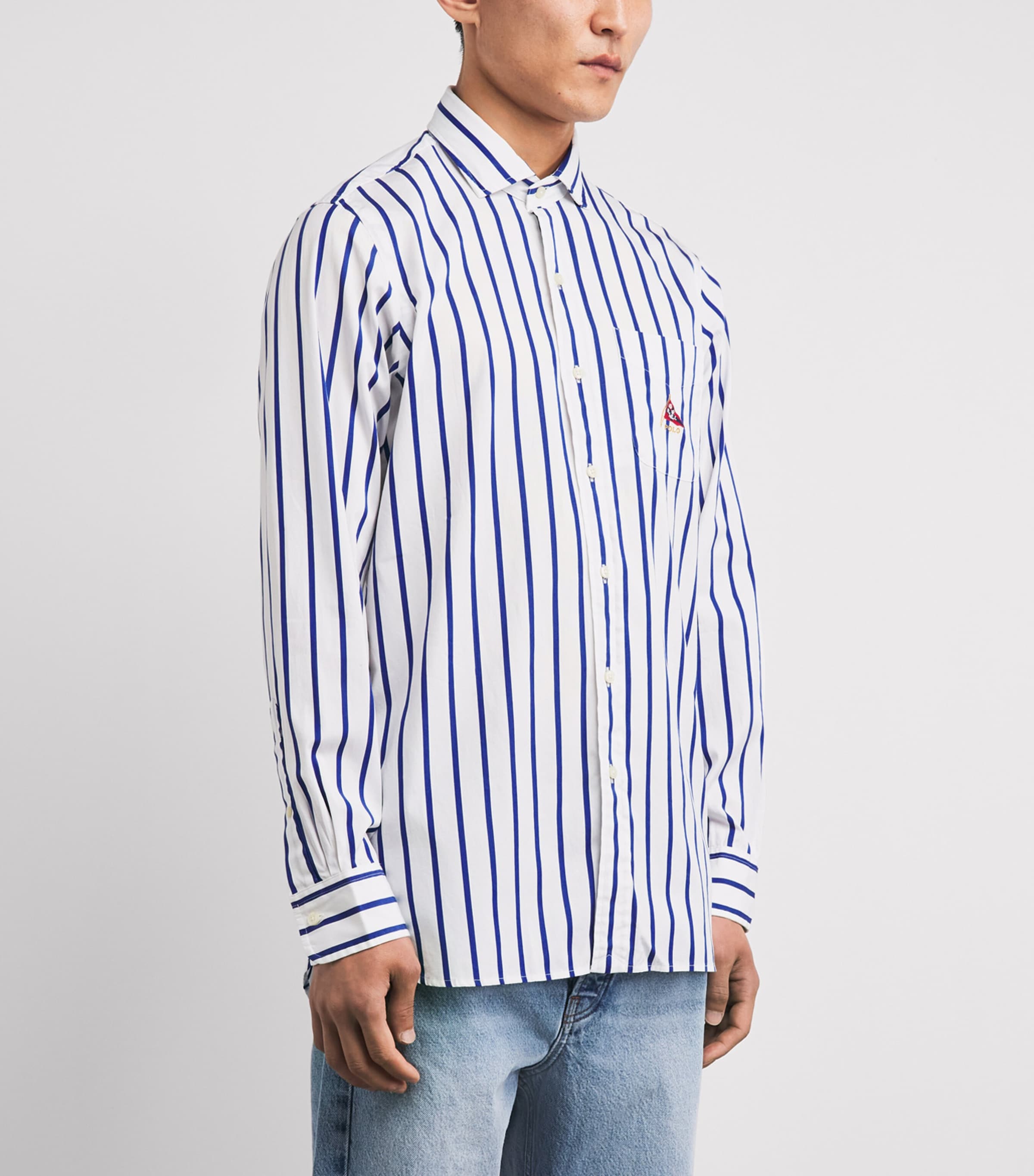 Polo Ralph Lauren Mens Broadcloth Stripe Shirt White Royal Image 4