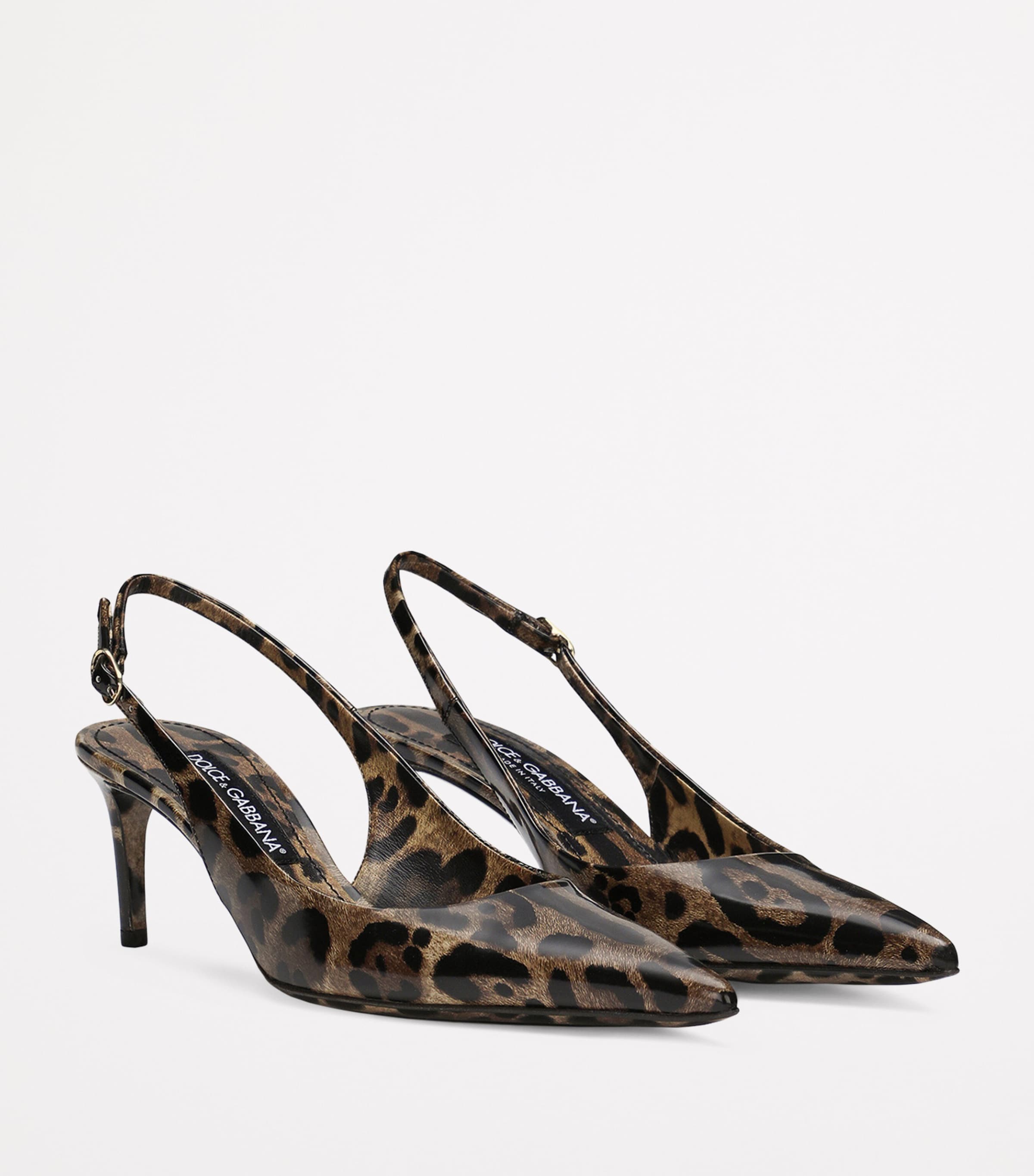 Patent Leather Leopard Slingback Pumps 60 HA93M-LEO Image 2