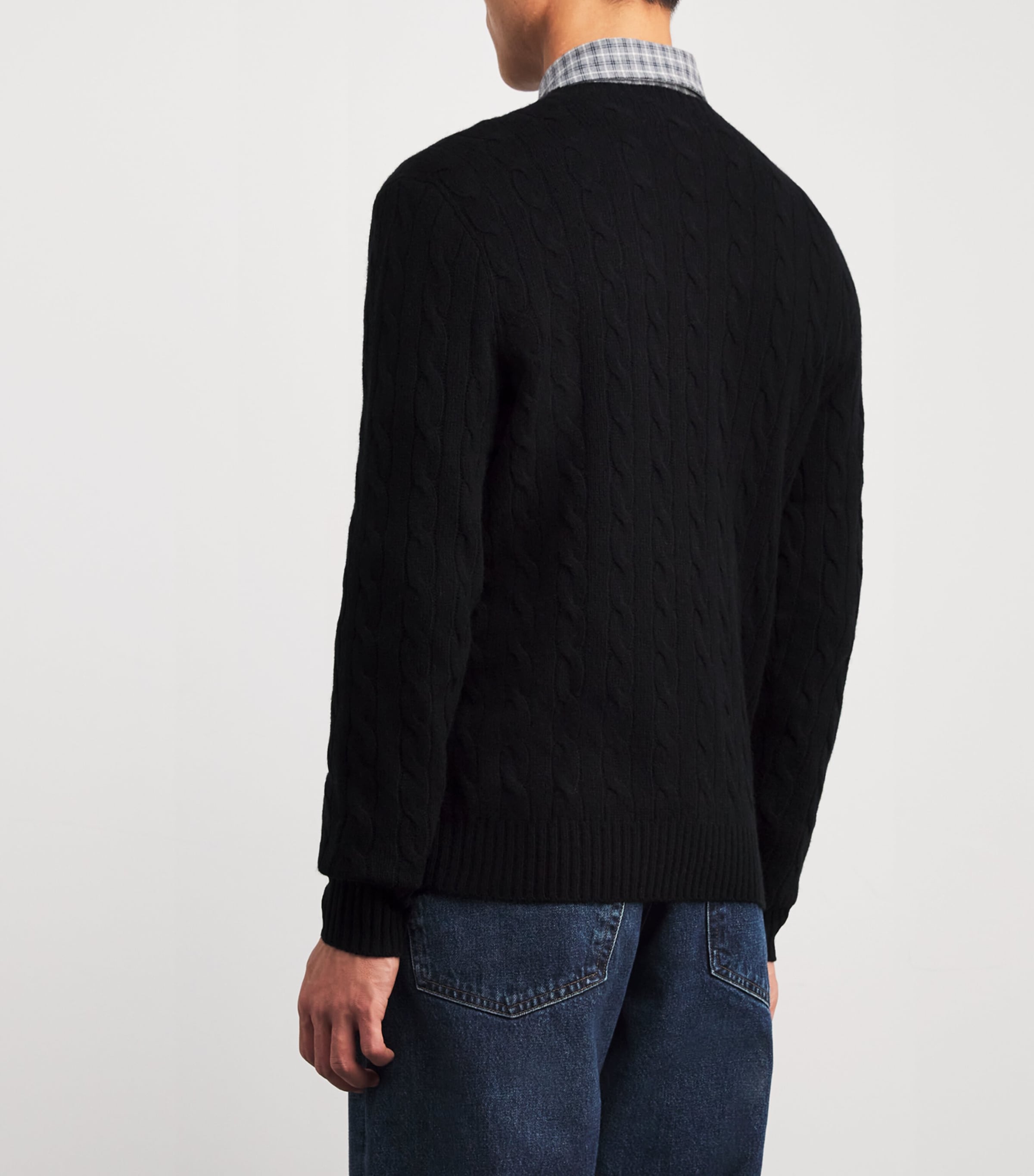Wool-Cashmere Cable-Knit Sweater BLACK Image 4