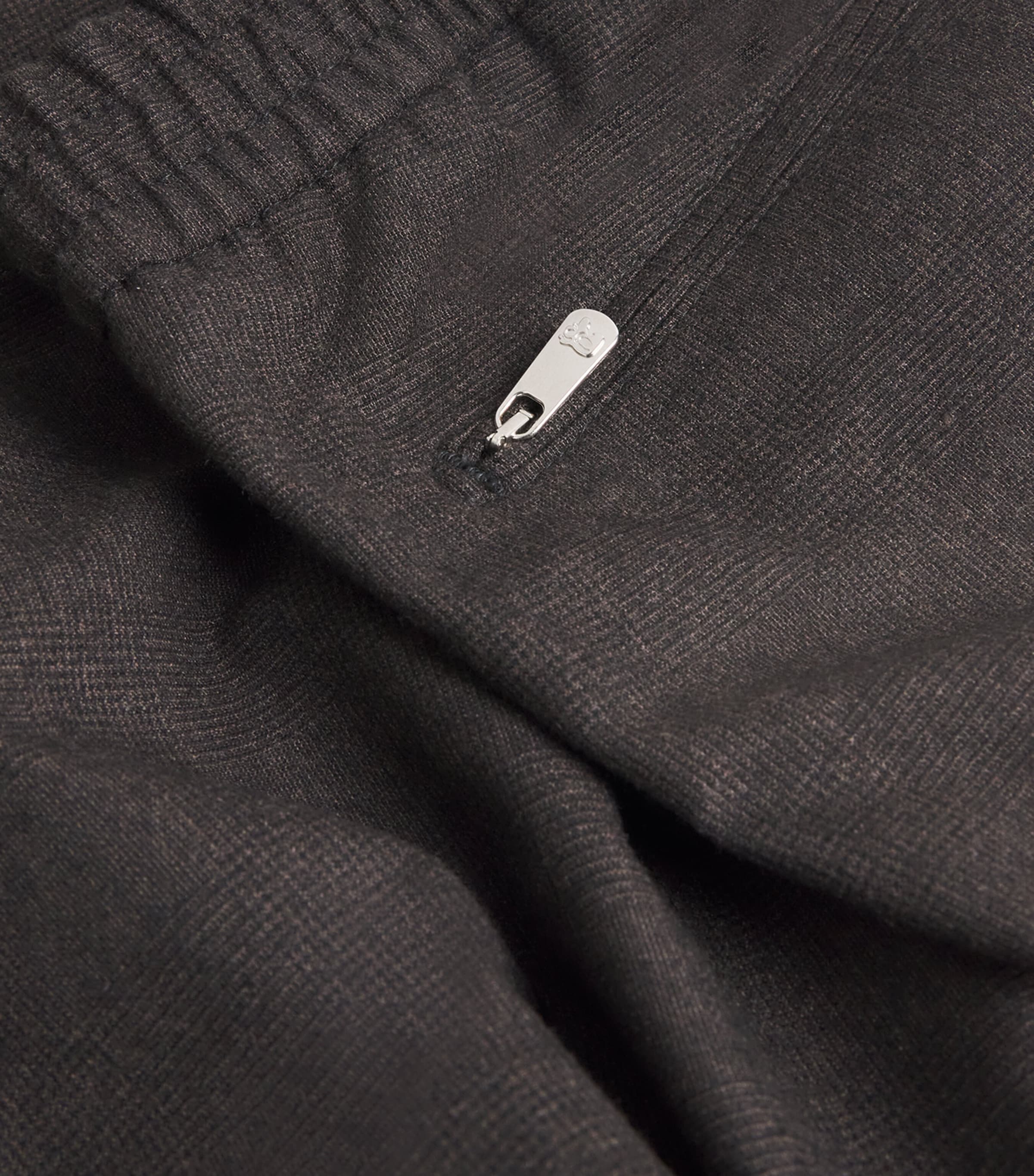 Wool Micro-Check Drawstring Trousers 08 - BROWN PLAID Image 5