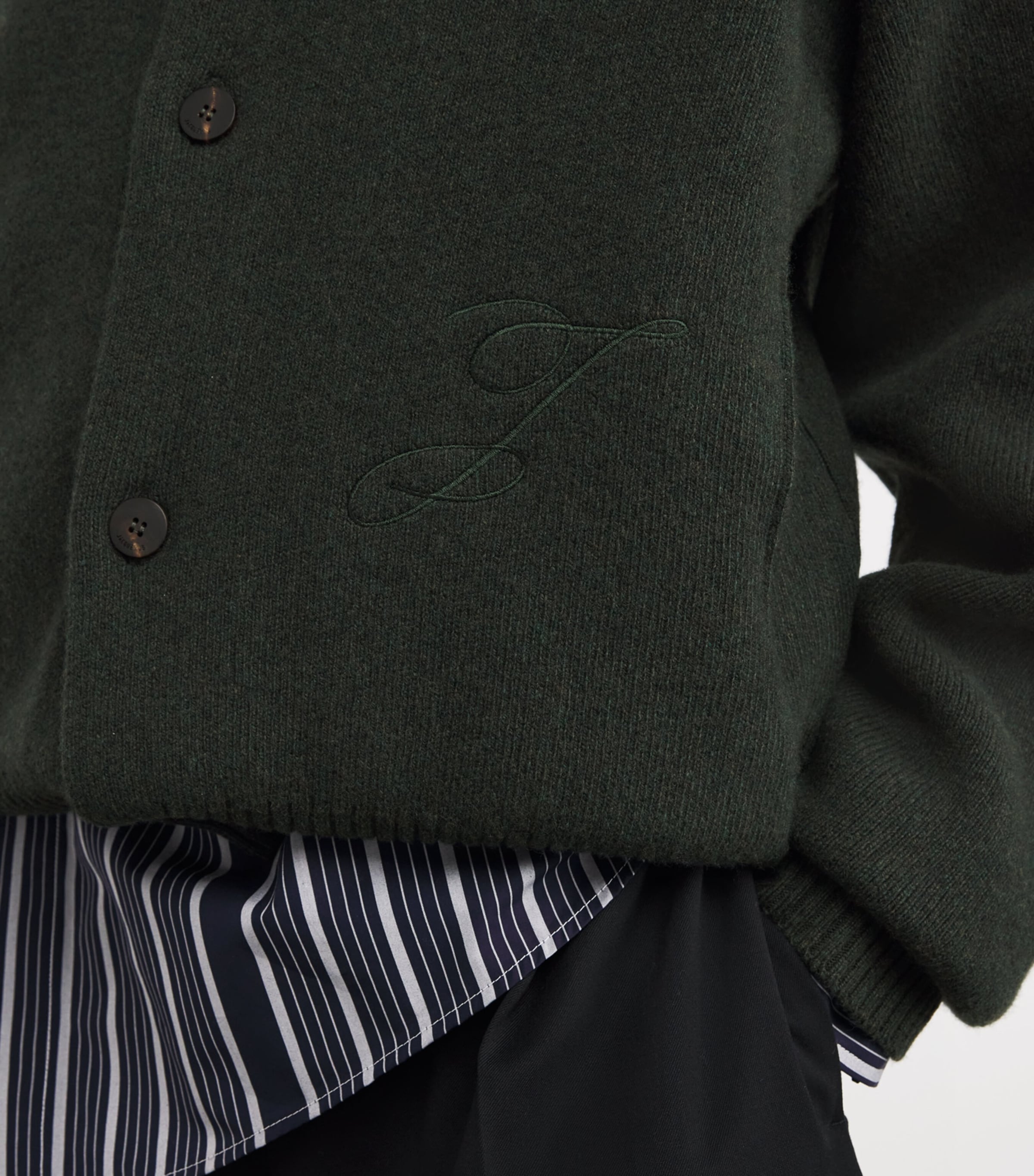 Jacquemus Mens Stretch Wool-Cashmere Pallone Cardigan Dark Khaki Image 6