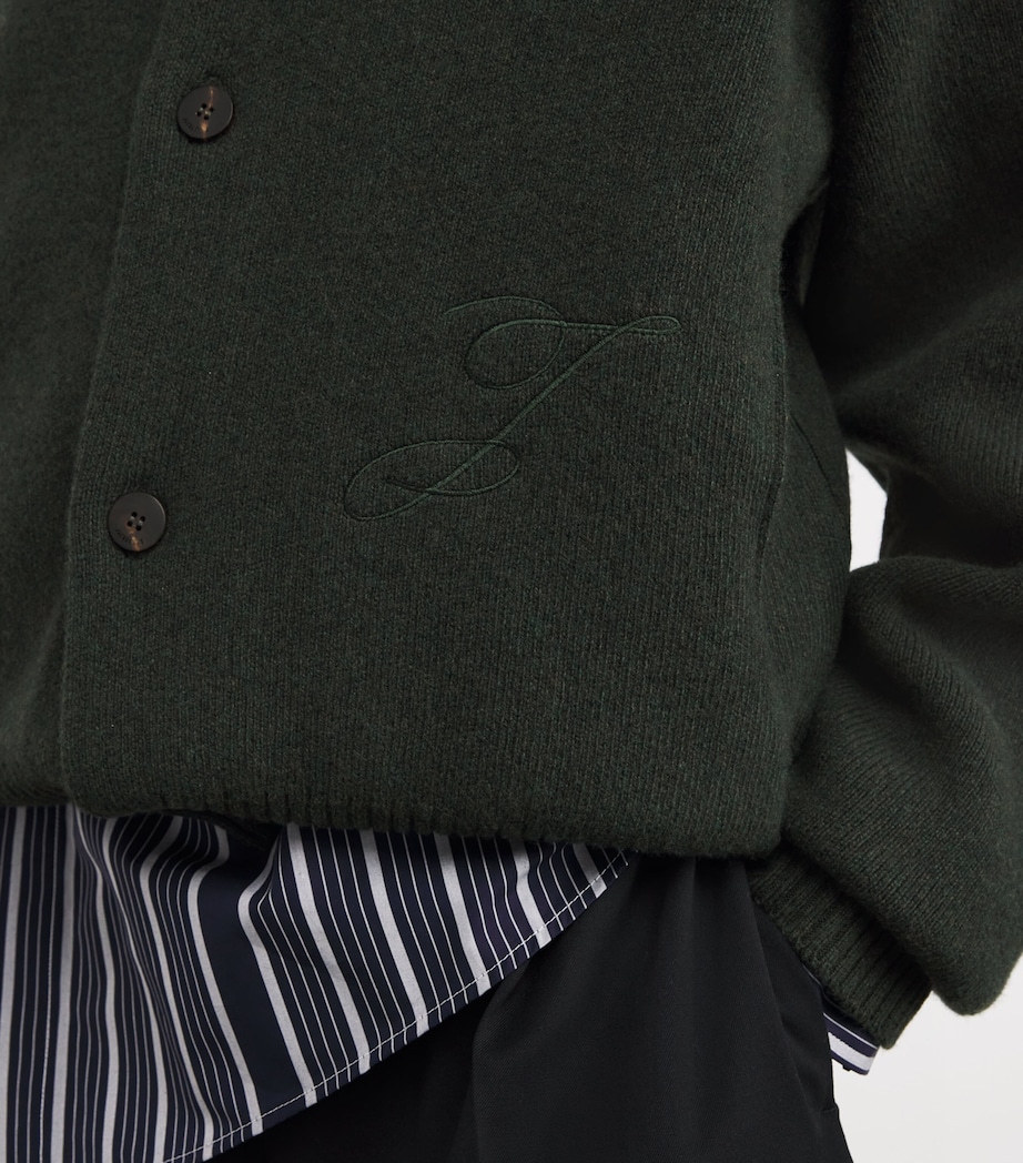 Stretch Wool-Cashmere Pallone Cardigan 580-DARK KHAKI Image 6