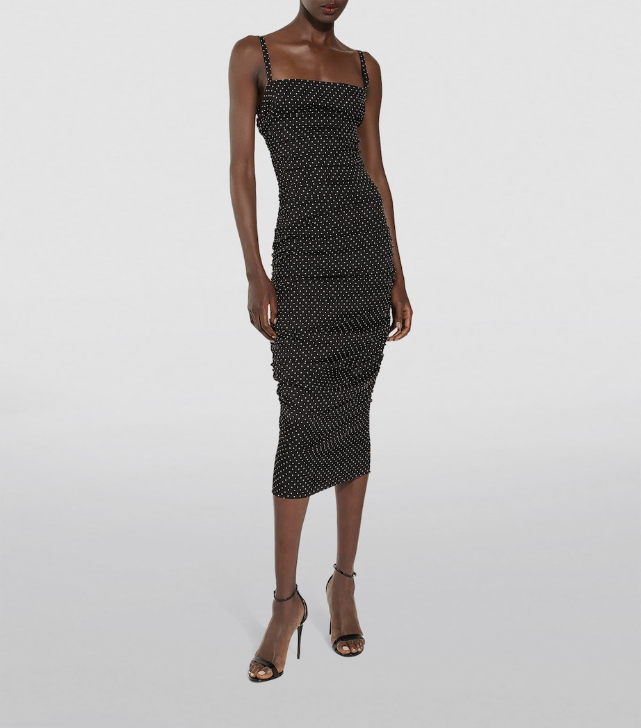 Dolce&Gabbana Womens Silk Polka-Dot Bodycon Dress Pois Bianco Fd Image 2