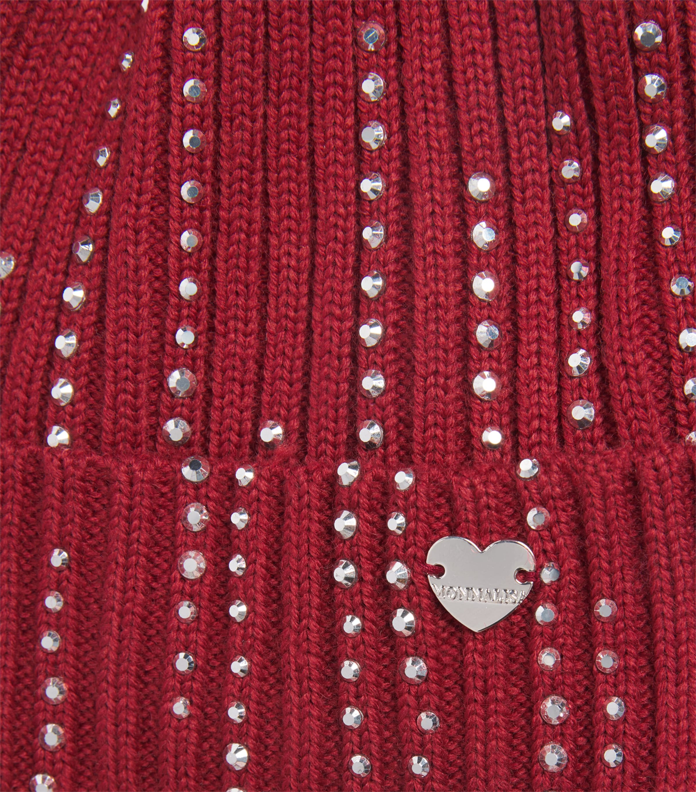 Monnalisa Embellished Knit Hat Rubino Image 3