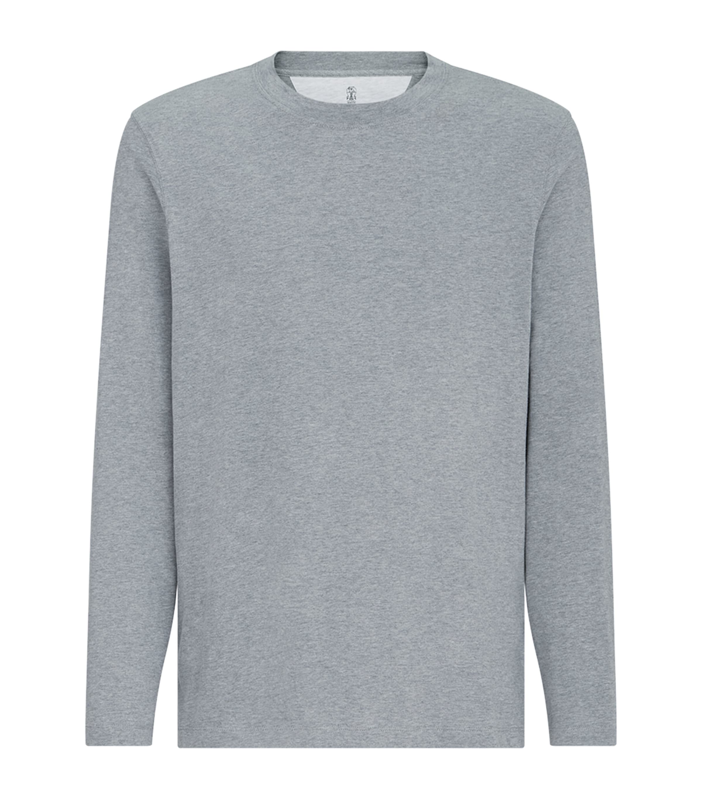 Brunello Cucinelli Mens Cotton Long-Sleeve T-Shirt Grey Image 1