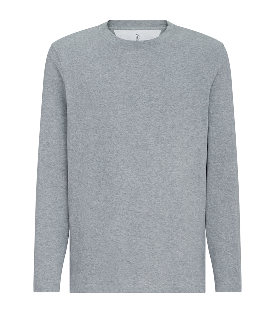 Brunello Cucinelli Mens Cotton Long-Sleeve T-Shirt Grey Image 1