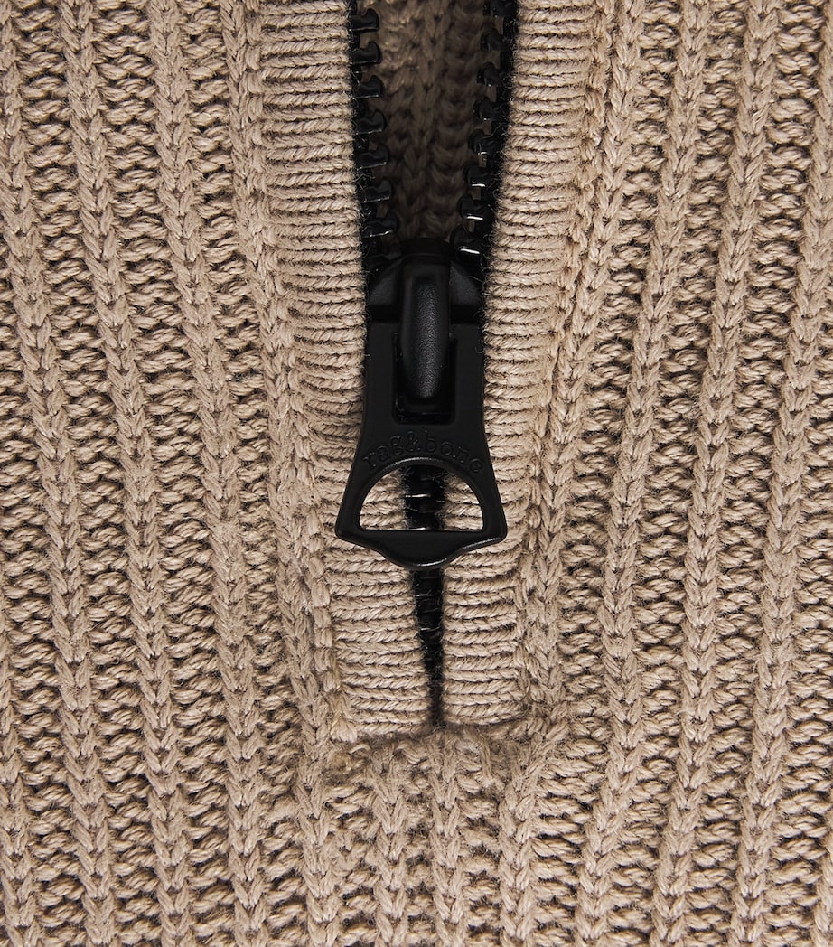 Rag & Bone Mens Knitted Quarter-Zip Sweater Taupe Image 5