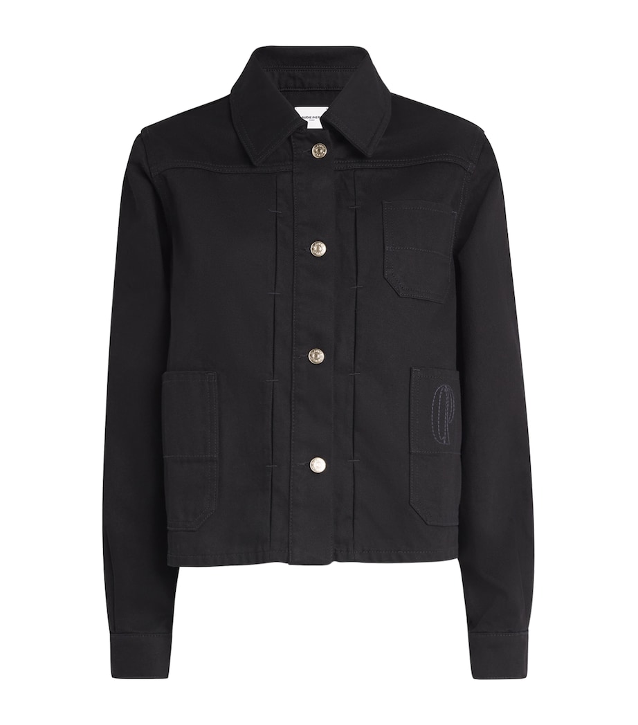 Claudie Pierlot Womens Contrast-Stitch Denim Jacket Black Denim Image 1