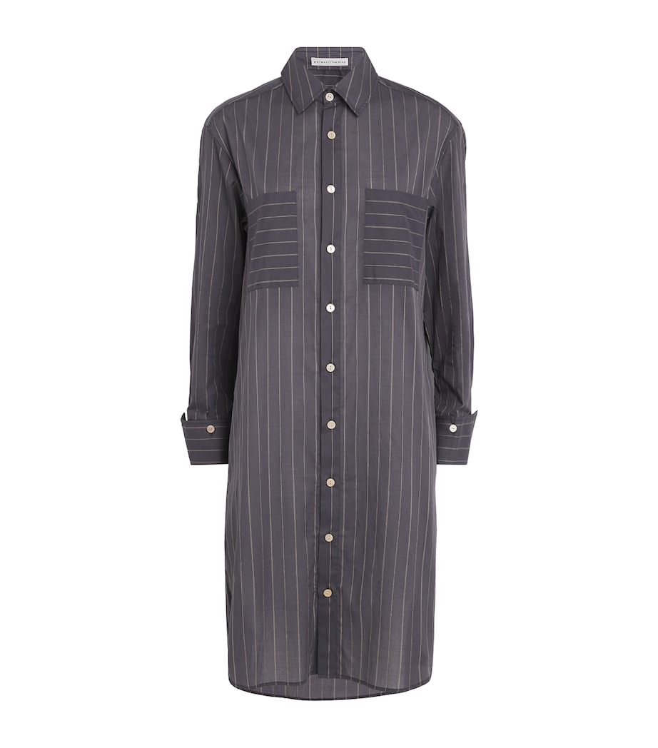 Palmer//Harding Womens Cotton Stripe Ease Mini Shirt Dress Grey Cotton Voile Image 1
