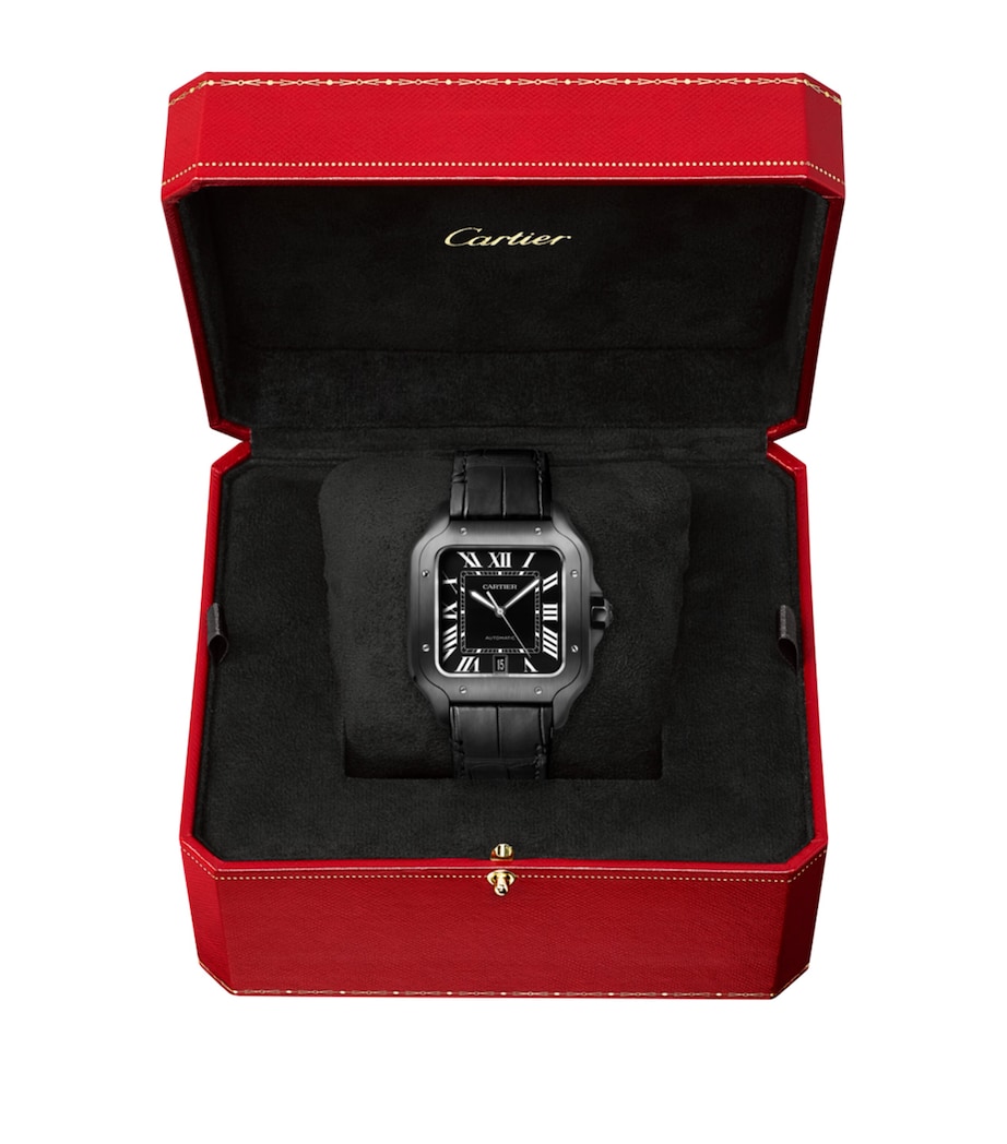 Stainless Steel Santos de Cartier Watch 39.8mm BLACK Image 3