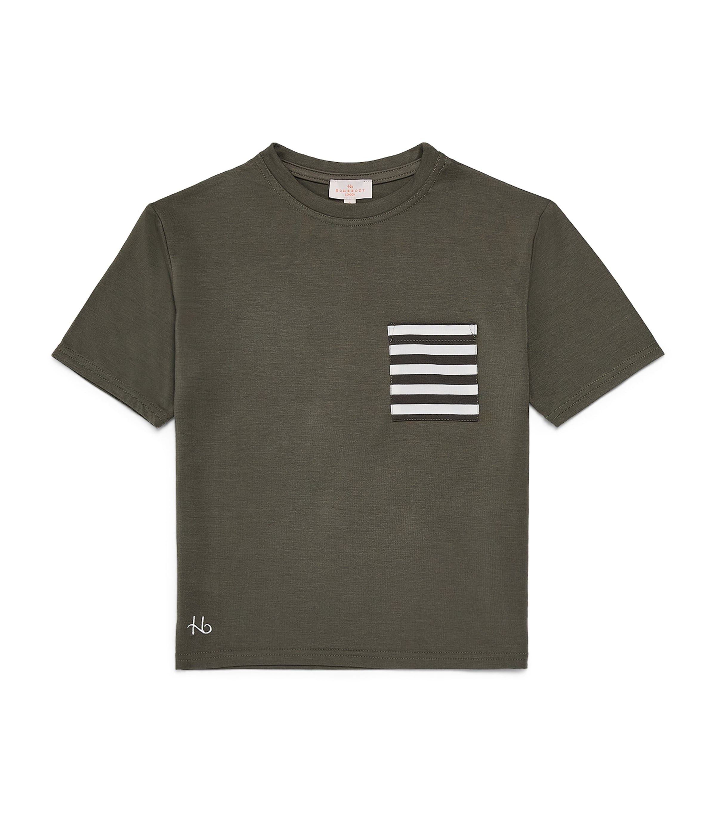 Homebody Kids Stripe-Pocket Pyjama Top (4-16 Years) Charred Green Image 1