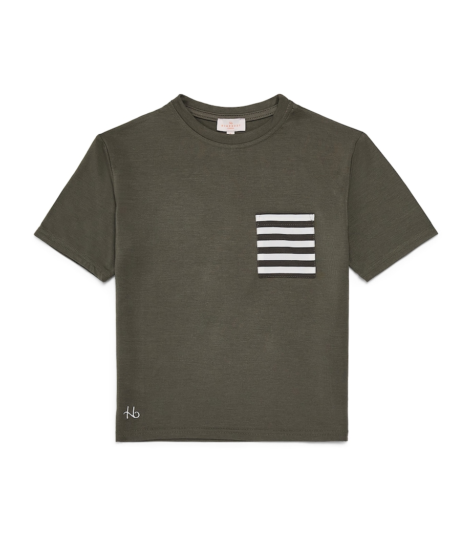 Homebody Kids Stripe-Pocket Pyjama Top (4-16 Years) Charred Green Image 1