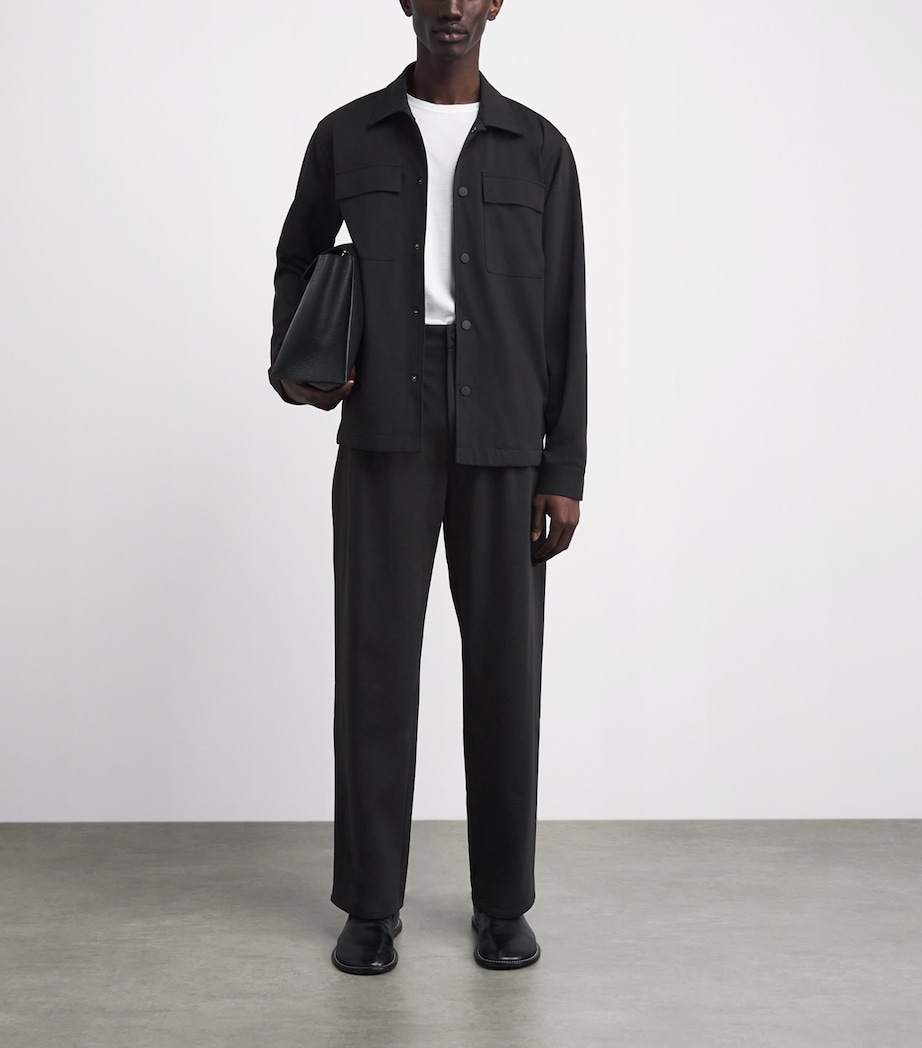 7 For All Mankind Mens Cotton-Blend Luxe Performance Overshirt Double Knit Bla Image 2