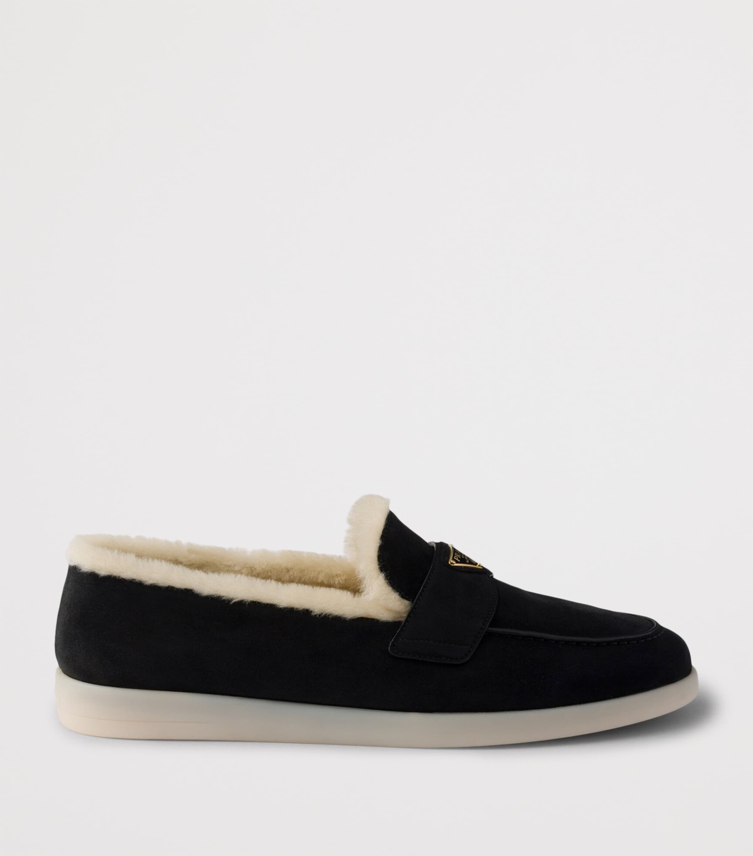 Shearling-Suede Logo Loafers F0632 Image 2