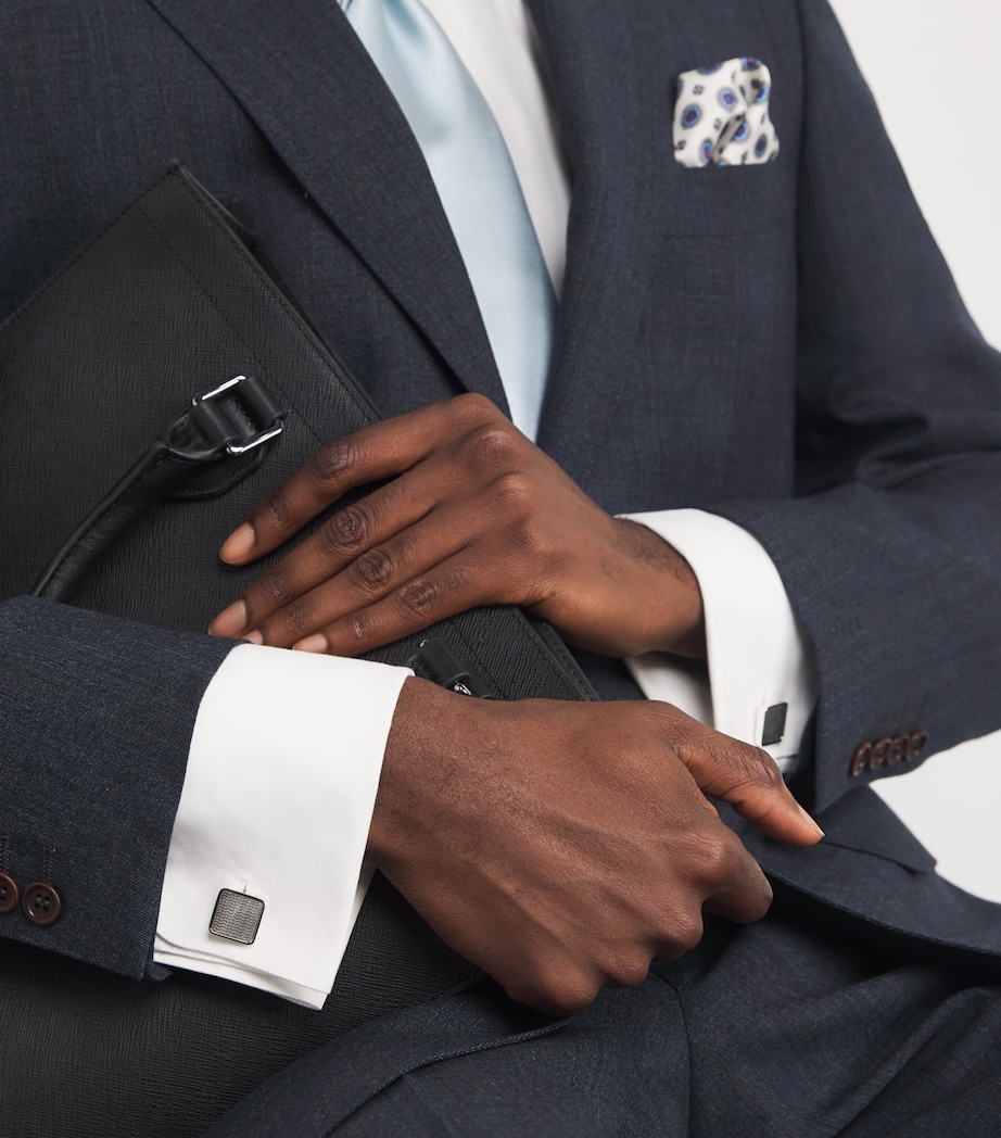 Babette Wasserman Mother-Of-Pearl Herringbone Cufflinks Silver Image 2