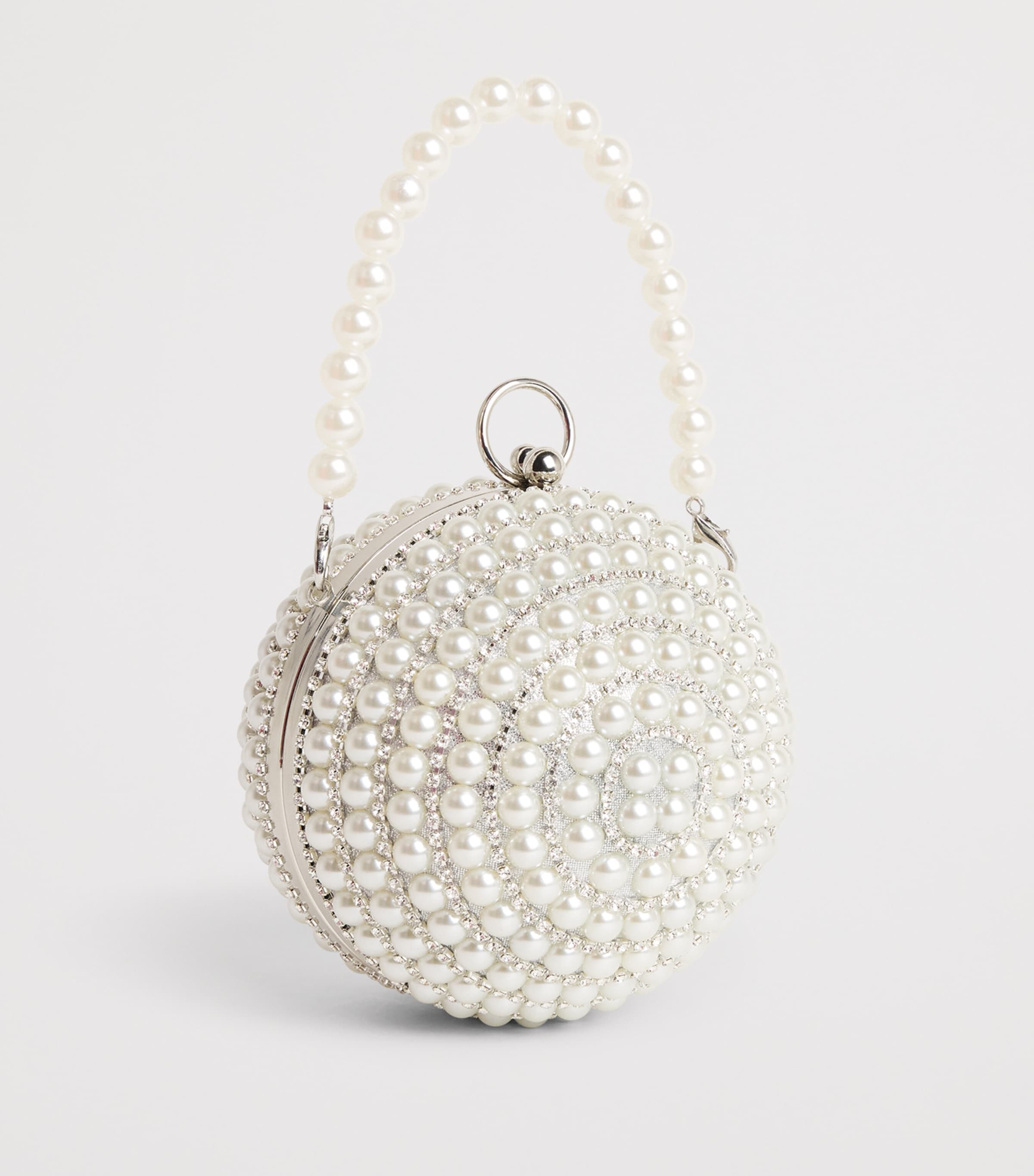 David Charles Faux Pearl Cross-Body Bag S Silver Image 2