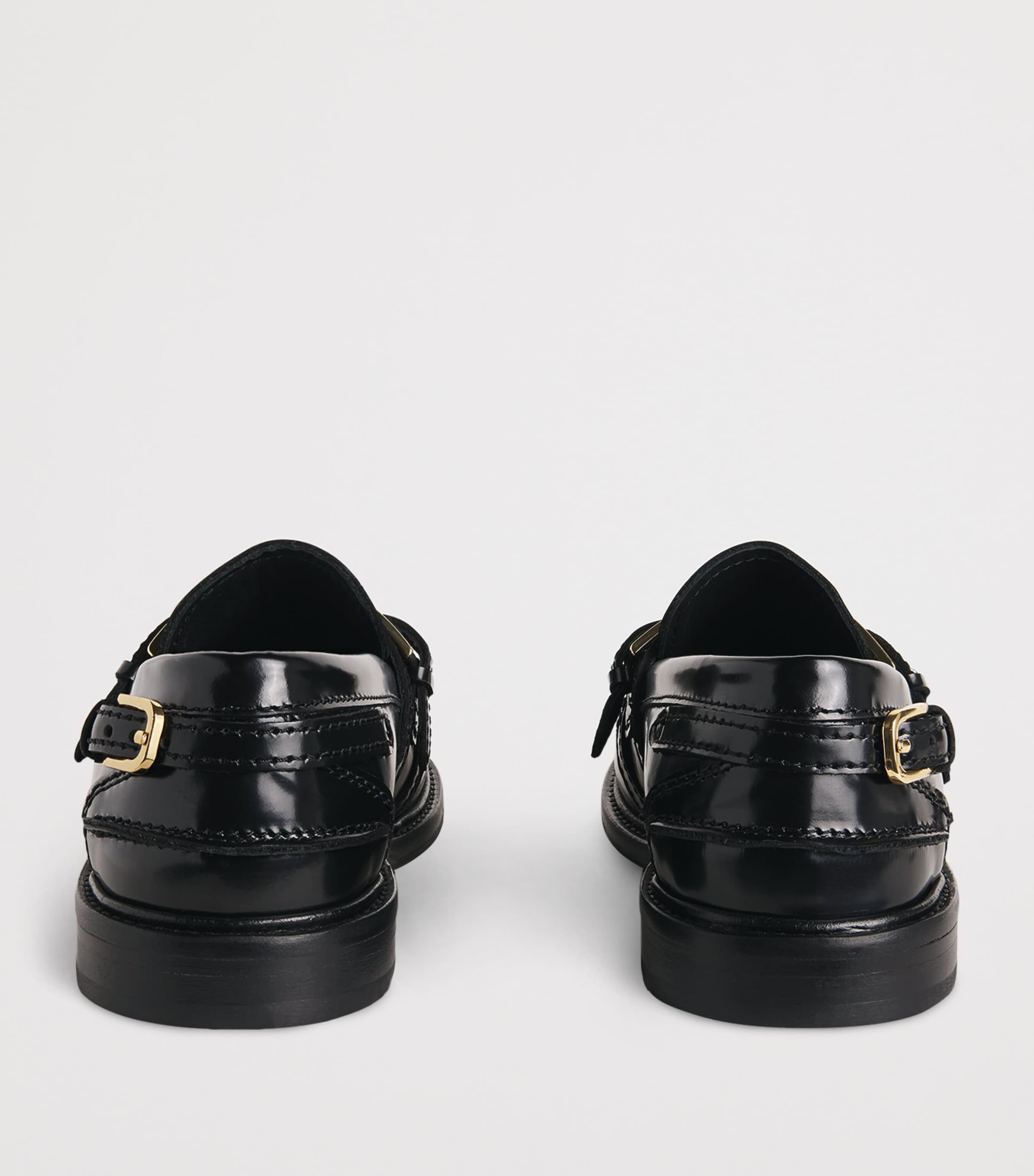 Sandro Paris Leather Buckled Loafers Black Image 5