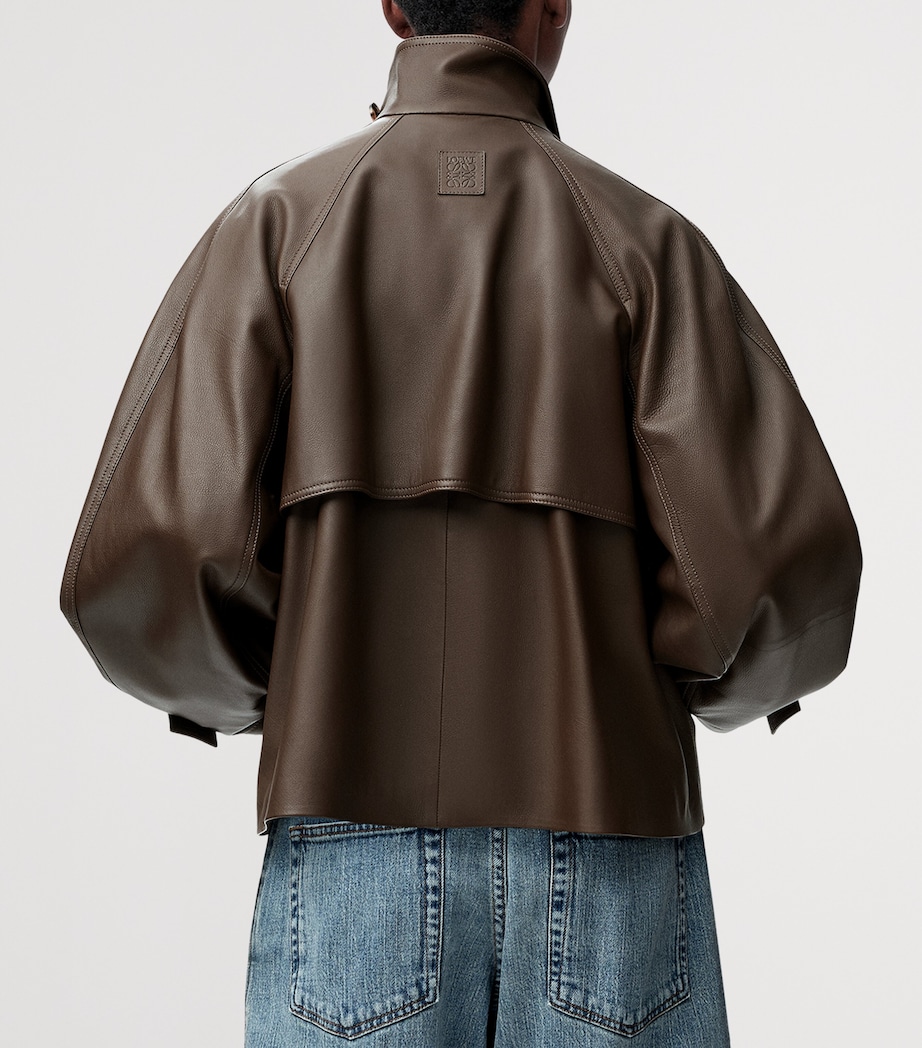 Calfskin Funnel-Neck Jacket DARK GREEN Image 4