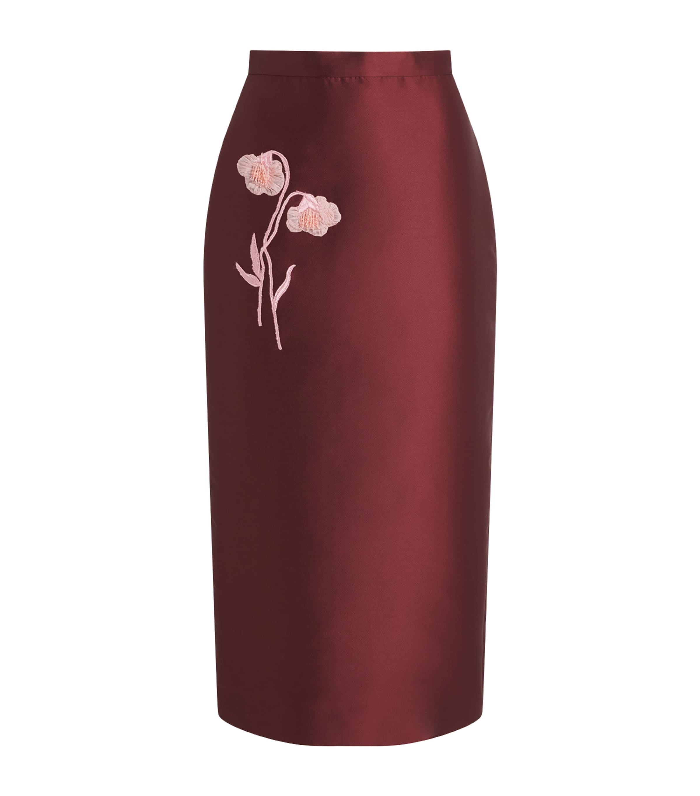 Erdem Womens Embroidered Mikado Midi Pencil Skirt Bordeaux Image 1