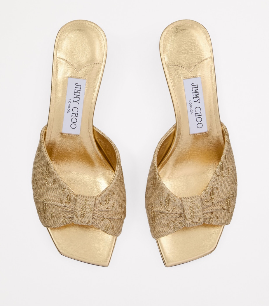Annika Monogrammed Heeled Mules 35 GOLD MIX/GOLD Image 2
