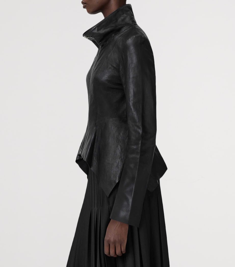 AllSaints Womens Leather Grace Biker Jacket Black Image 6