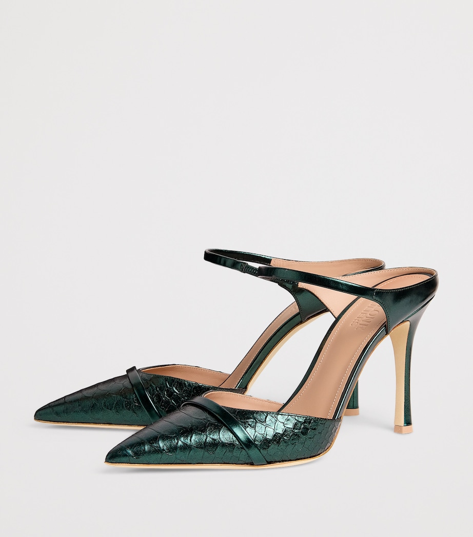 Leather Crocodile-Effect Uma Pumps 90 DARK GREEN Image 3
