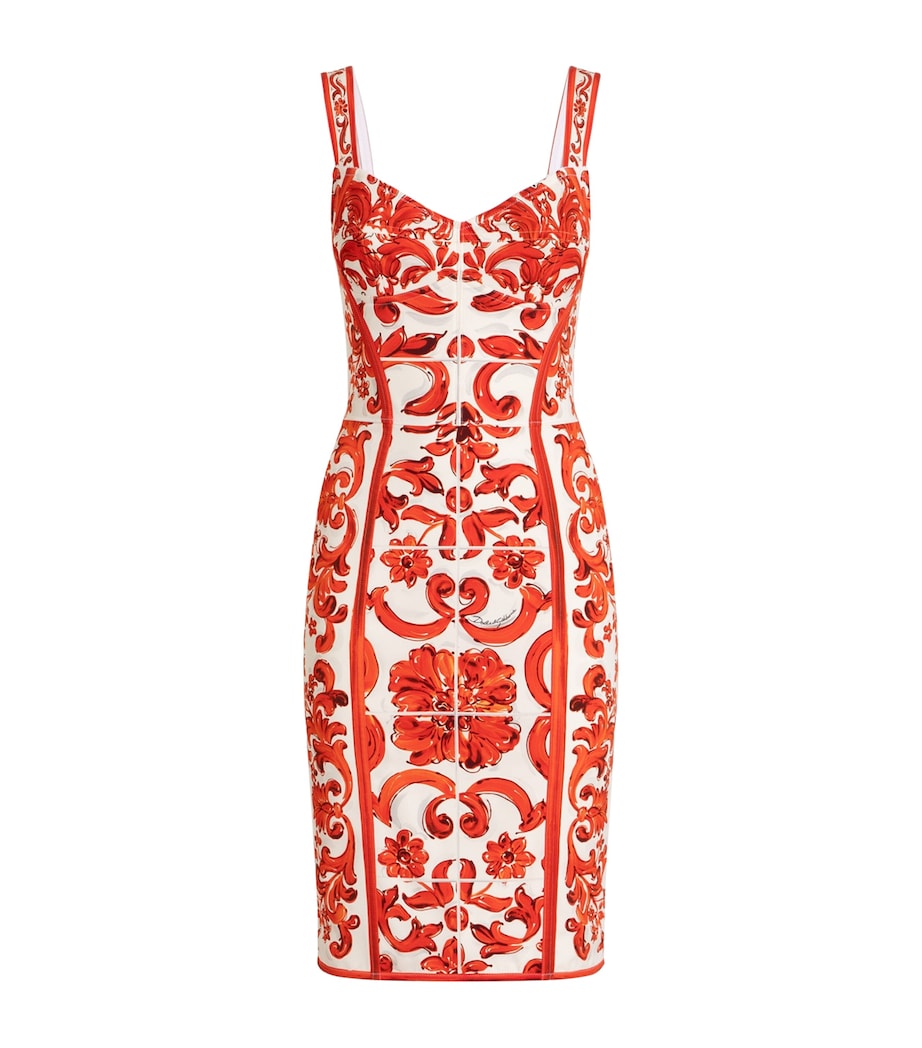 Dolce&Gabbana Womens Silk-Blend Majolica Print Mini Dress Combined Colou Image 1