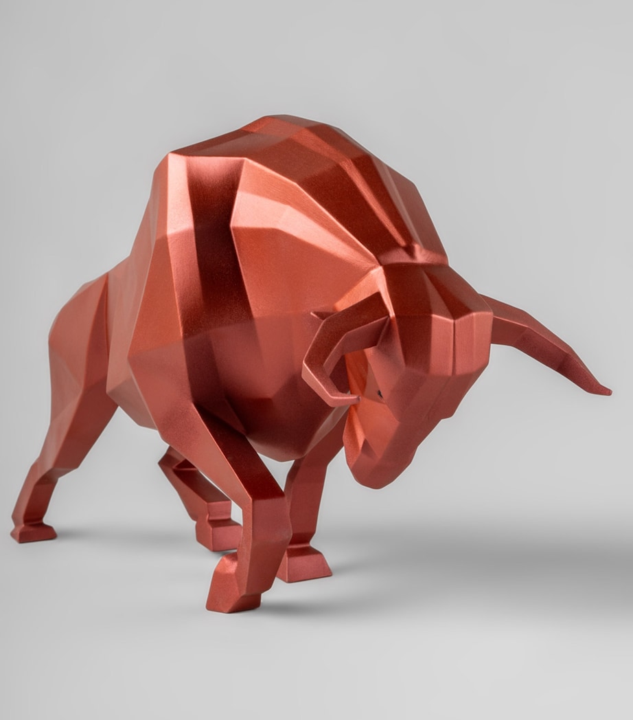 Lladró Porcelain Bull Sculpture Metallic Red Image 3