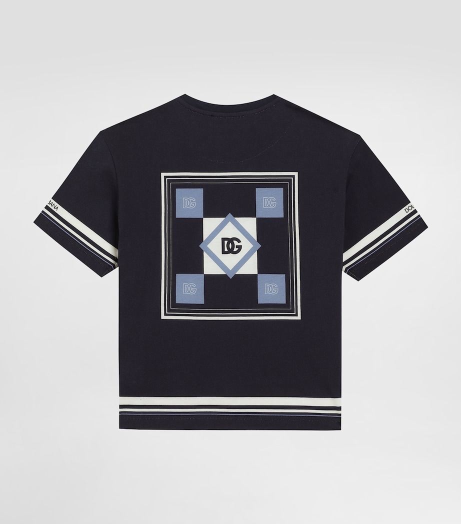 Cotton Logo-Detail T-Shirt (8-12+ Years) HB5PH-FLD DG FDO BLU Image 2