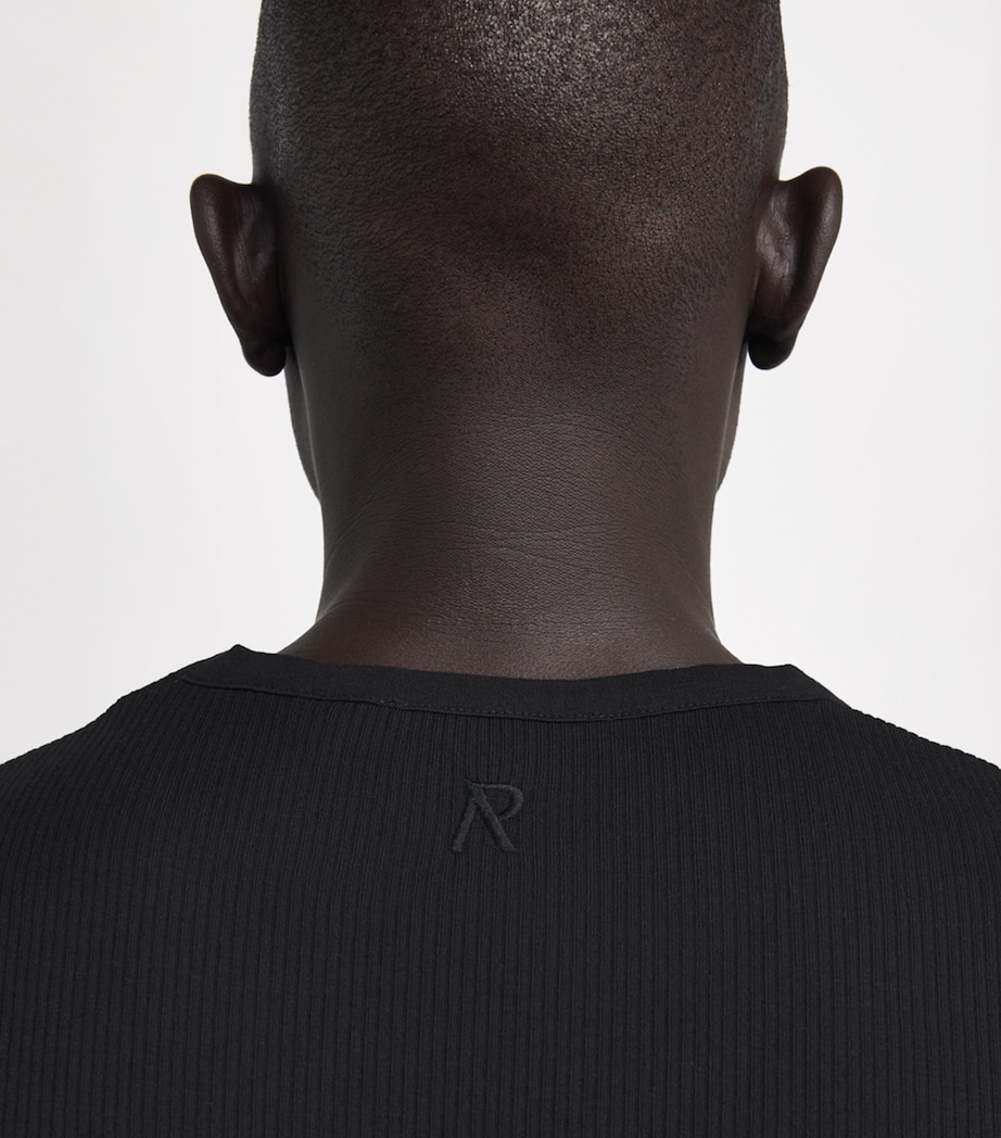 Stretch-Cotton Initial Rib Tank Top BLACK Image 6