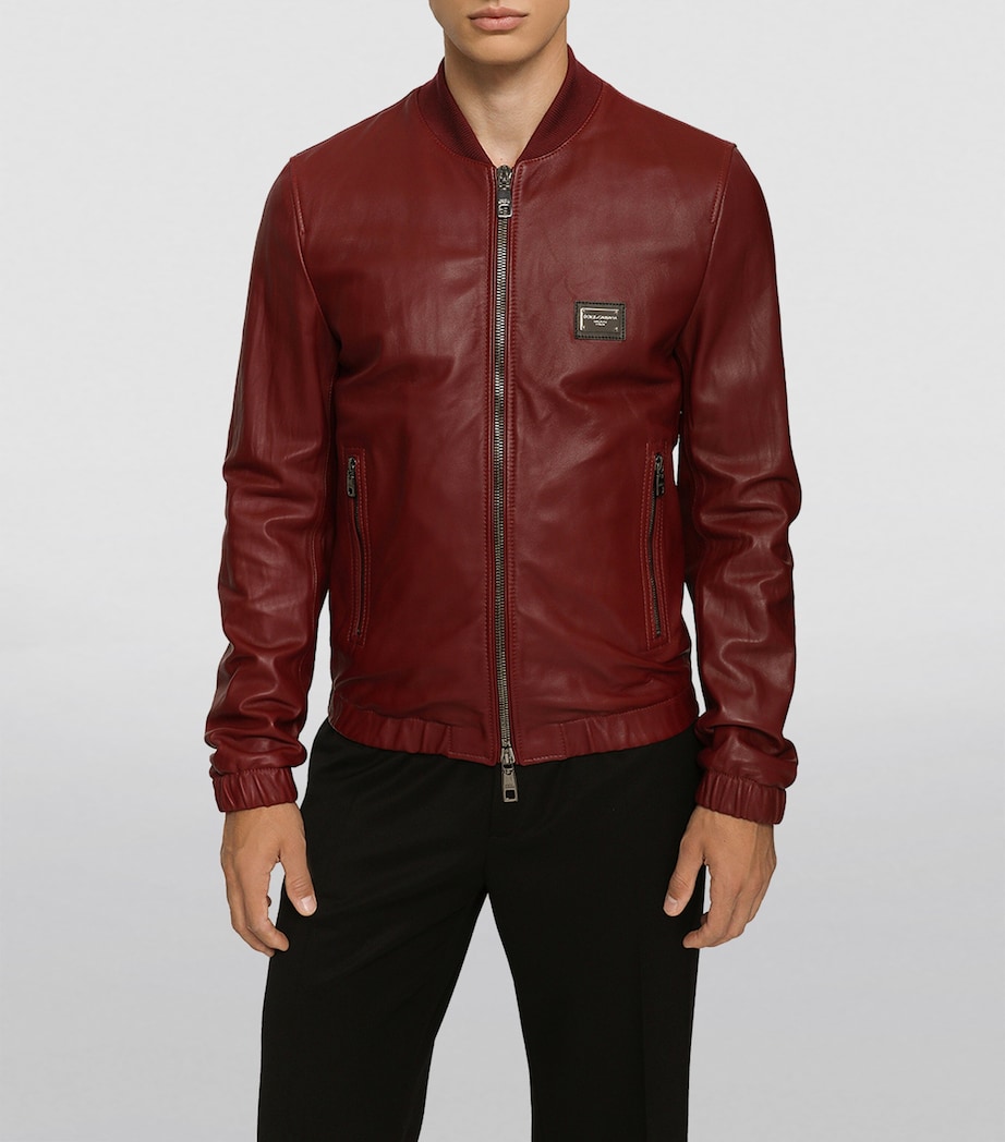 Leather Bomber Jacket R0108-WINE Image 5