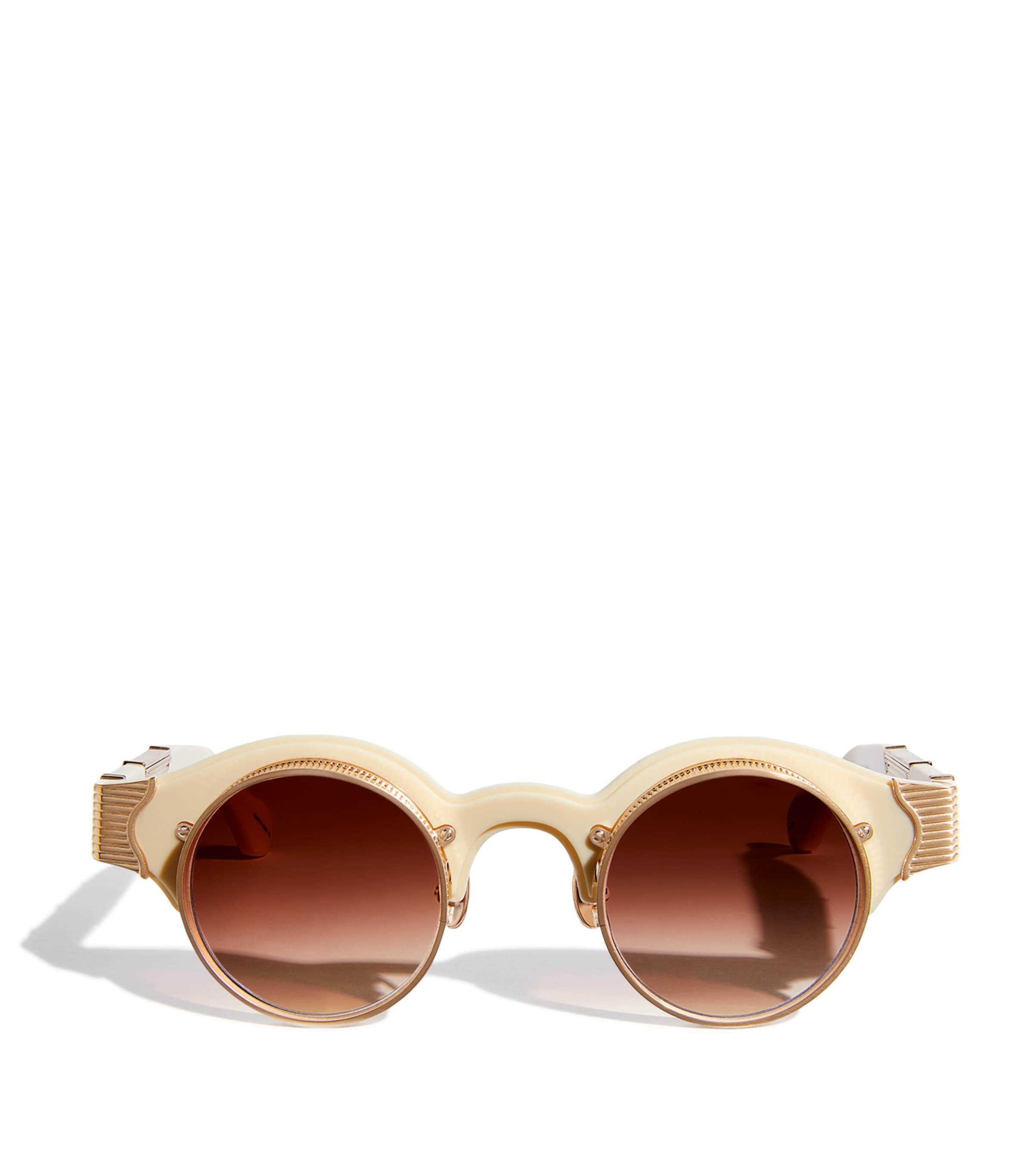 Round-Frame Sunglasses BRUSHD GOLD MILK WHT Image 1
