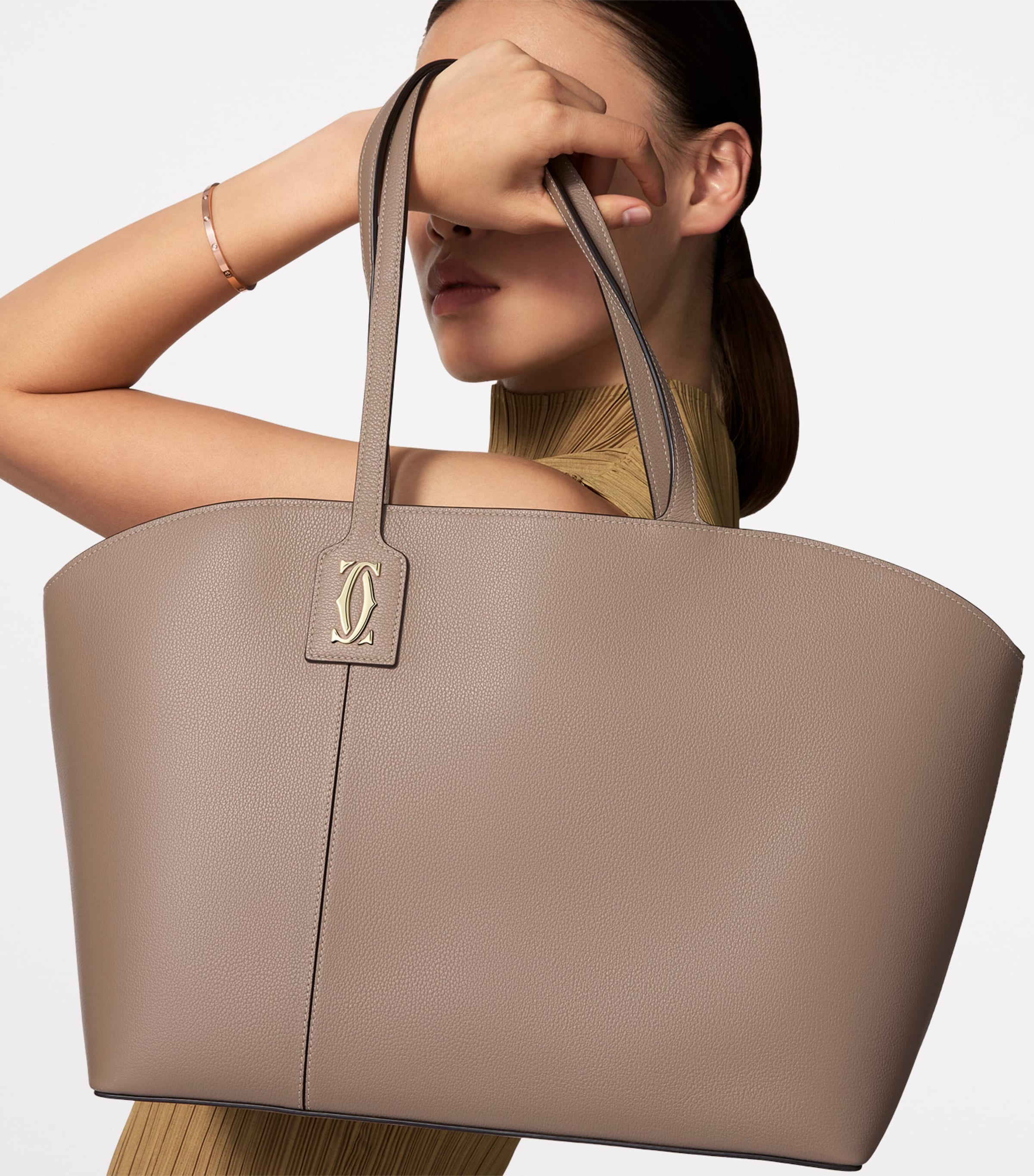 Leather C de Cartier Tote Bag BEIGE Image 7