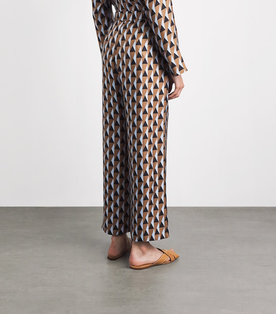MM Womens Silk Printed Wide-Leg Trousers Brown Bronze Image 5