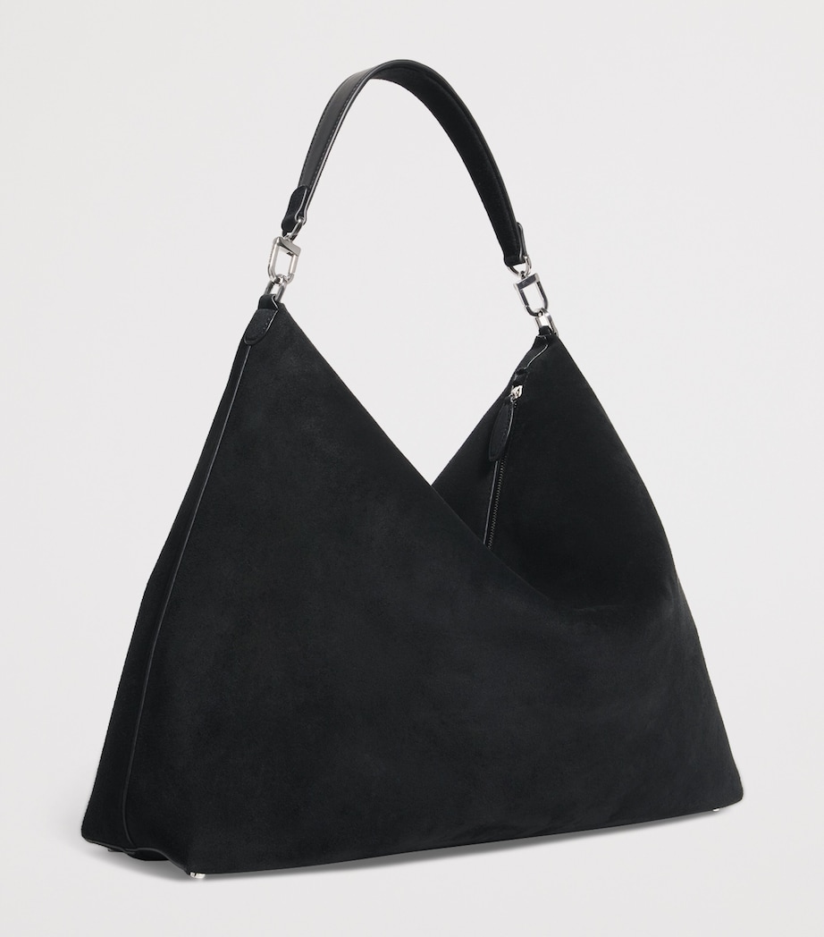 Suede Bevel Shoulder Bag 001 BLACK Image 3