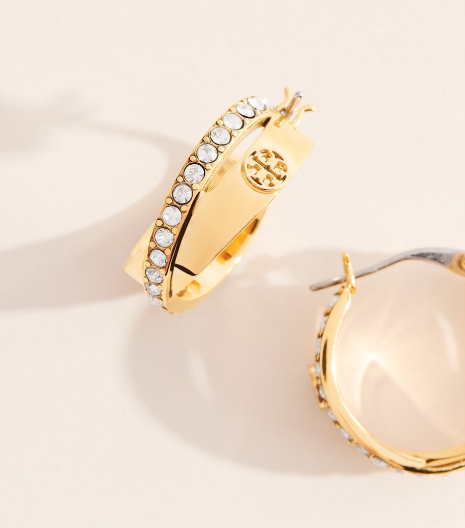 Tory Burch Icon Double Hoop Earrings Tory Gold / Crystal Image 5