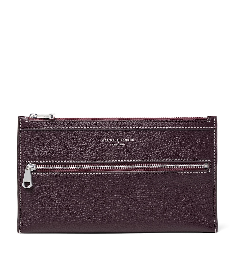 Aspinal Of London Grained Leather Hudson Travel Pouch Wine Image 1