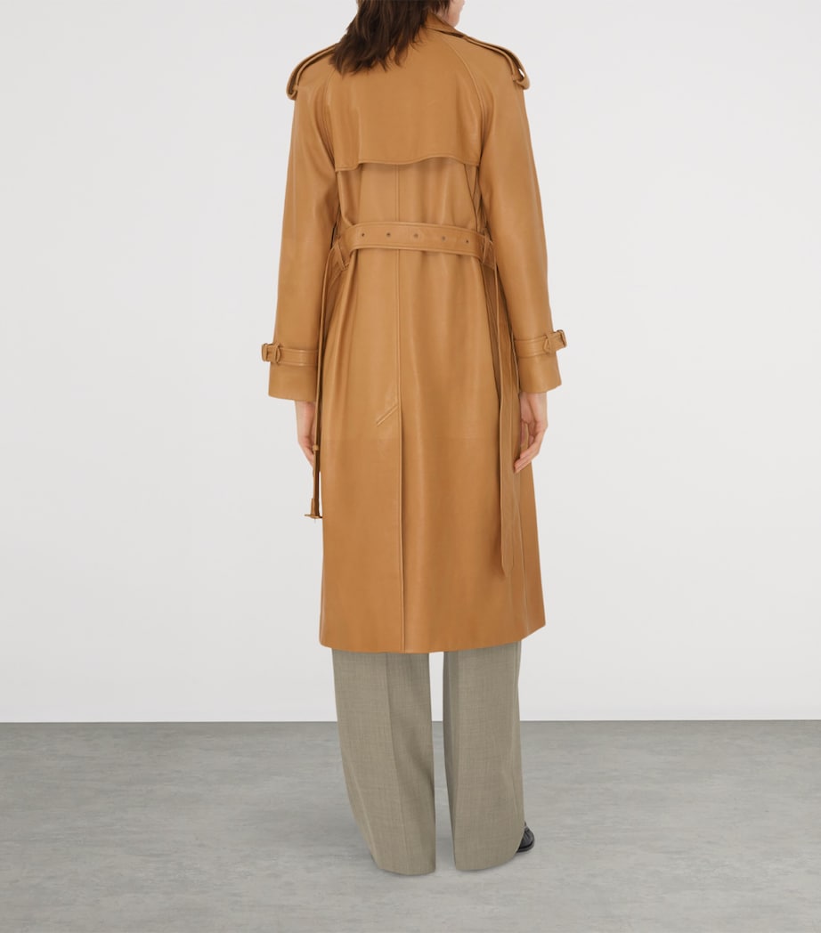 Plongé Leather Castelford Long Trench Coat SEPIA Image 4