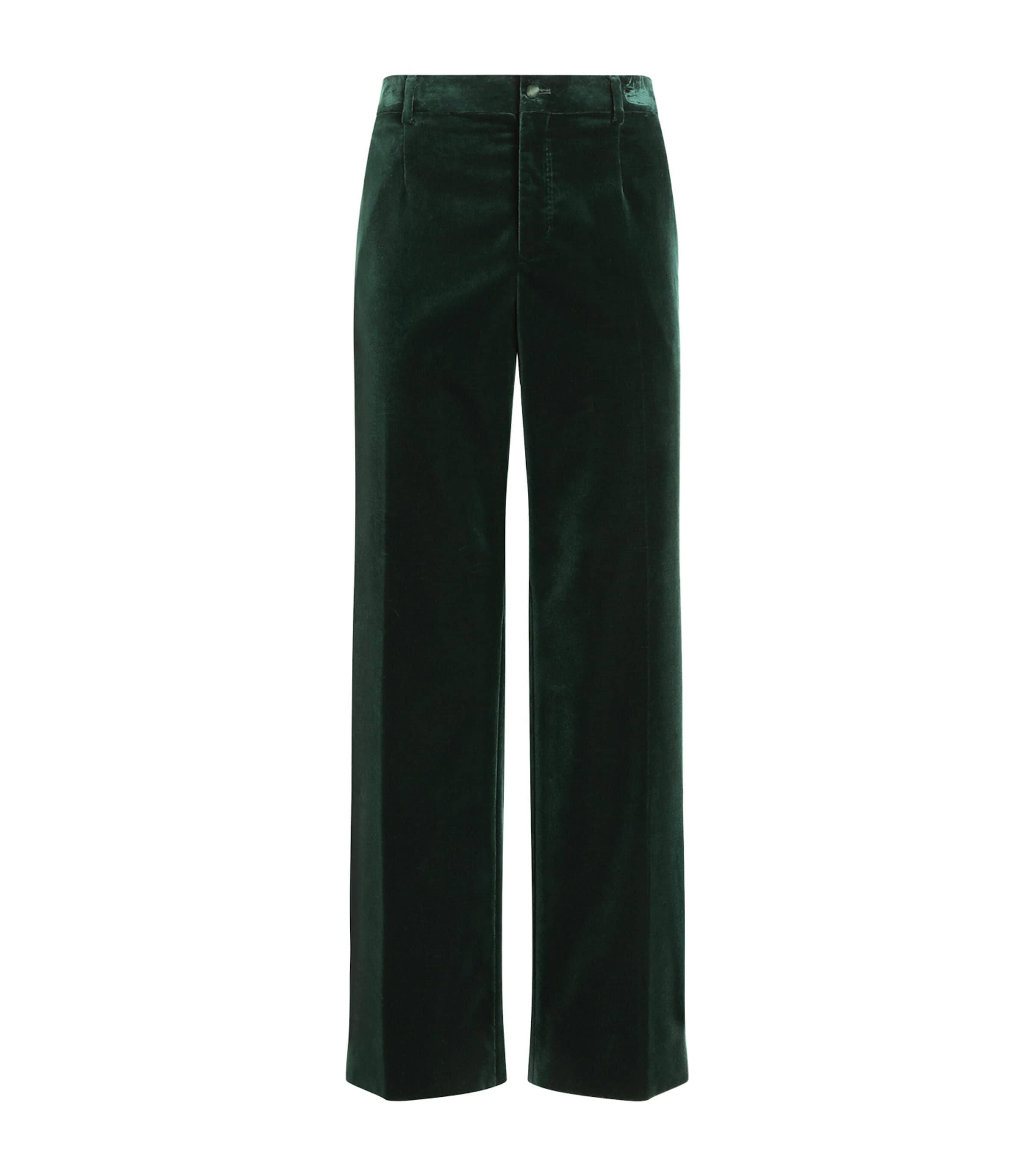 Dolce&Gabbana Mens Velvet Wide-Leg Trousers Dark Green Image 1