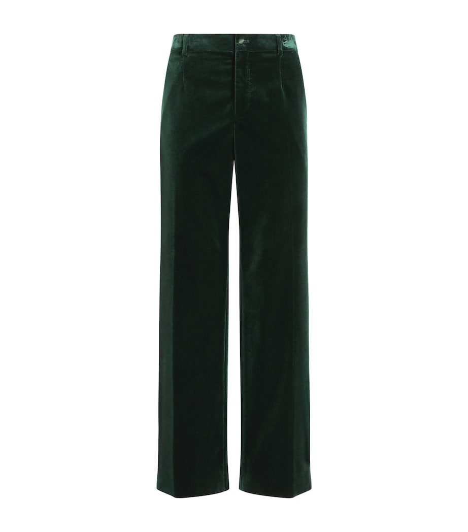 Dolce&Gabbana Mens Velvet Wide-Leg Trousers Dark Green Image 1