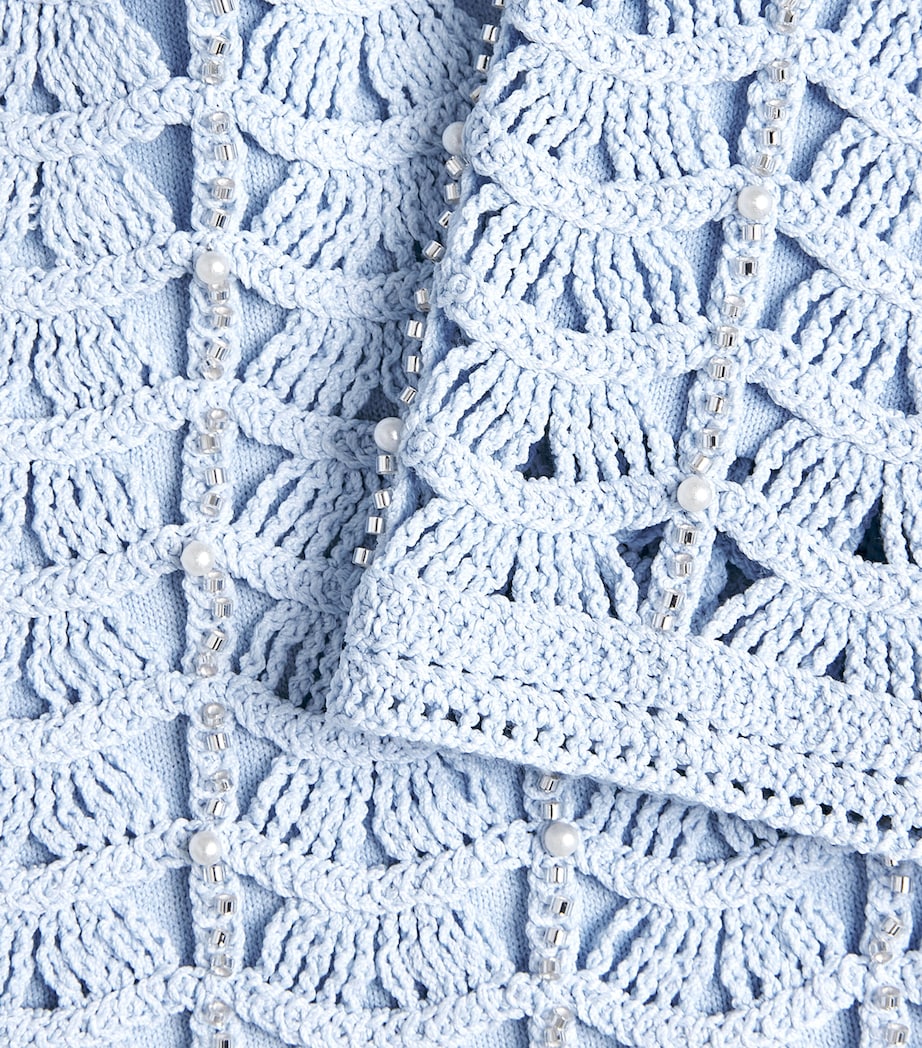 Sandro Paris Womens Embellished Crochet Shorts Sky Blue Image 6