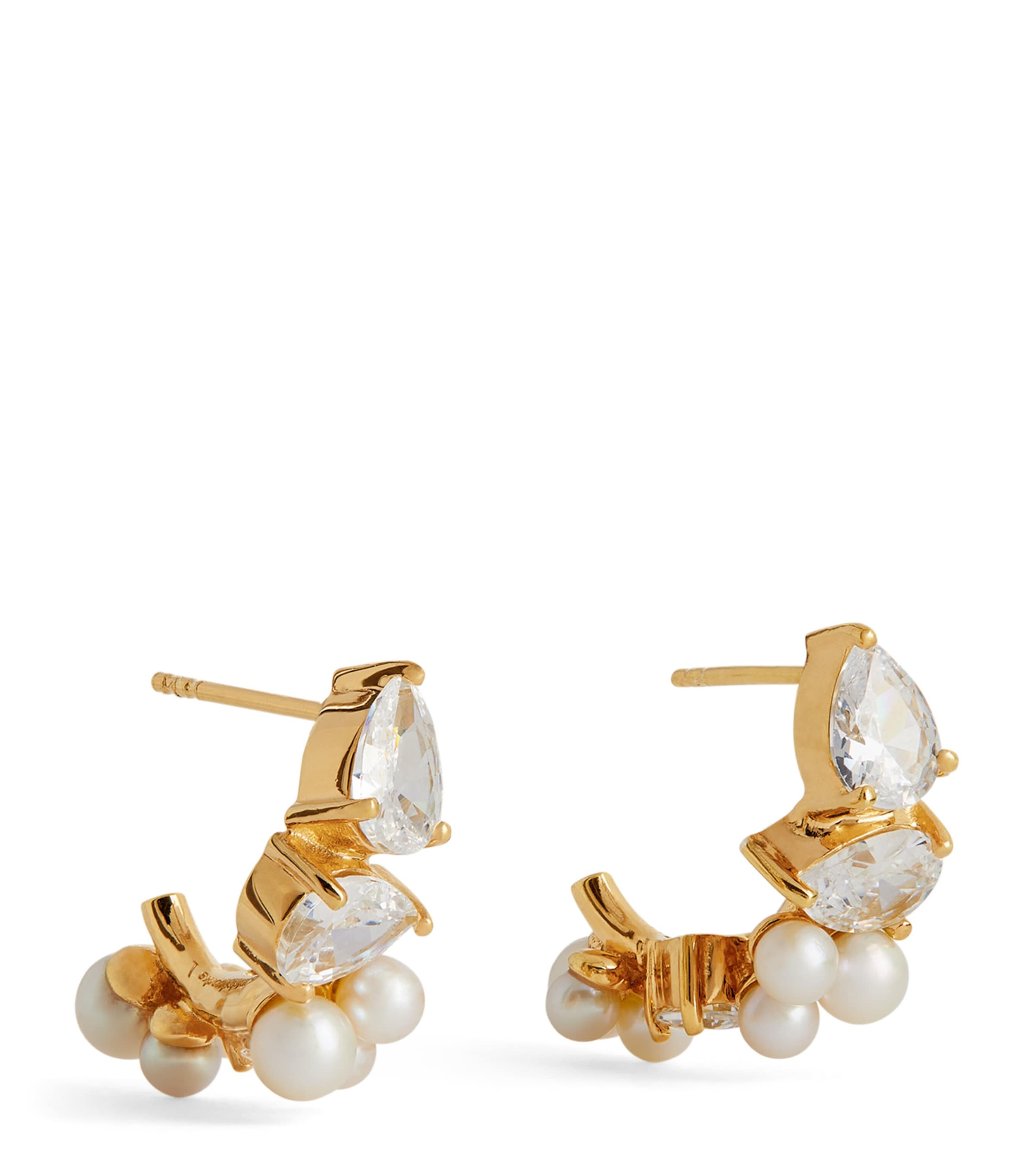 Completedworks Gold Vermeil, Zirconia And Pearl Chasing Shadows Earrings In Silver