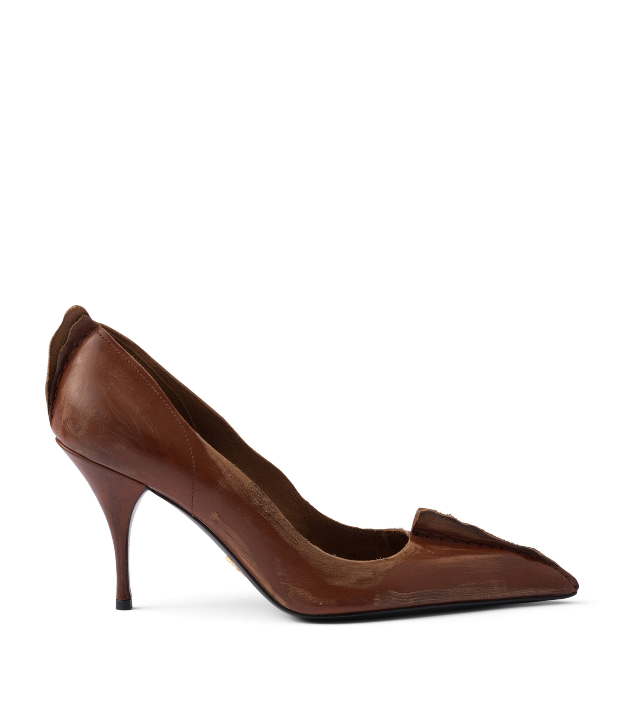 Prada Antiqued Leather Pumps 85 Brown Image 1