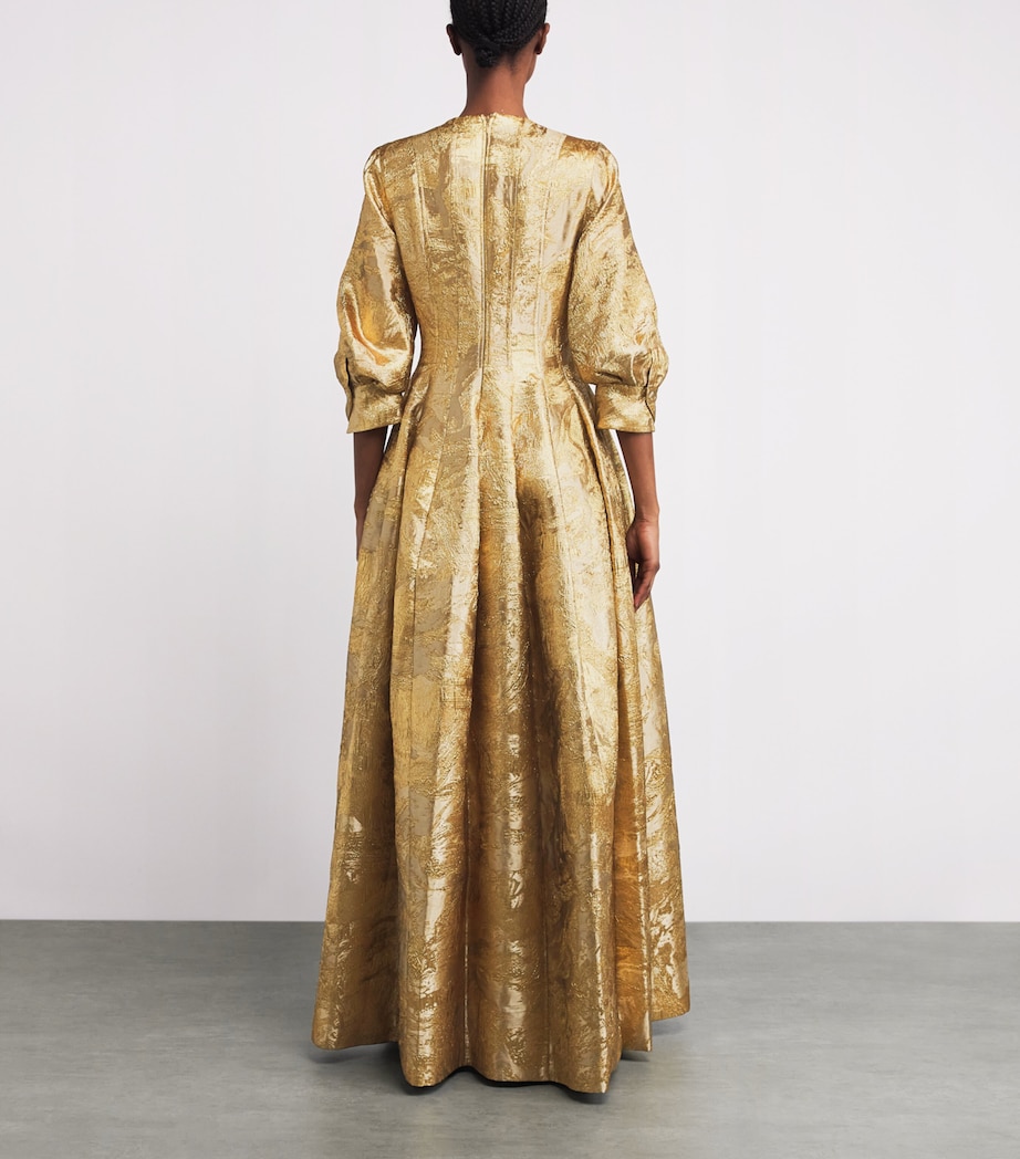 Metallic Jacquard Claravelle Gown GOLD Image 3