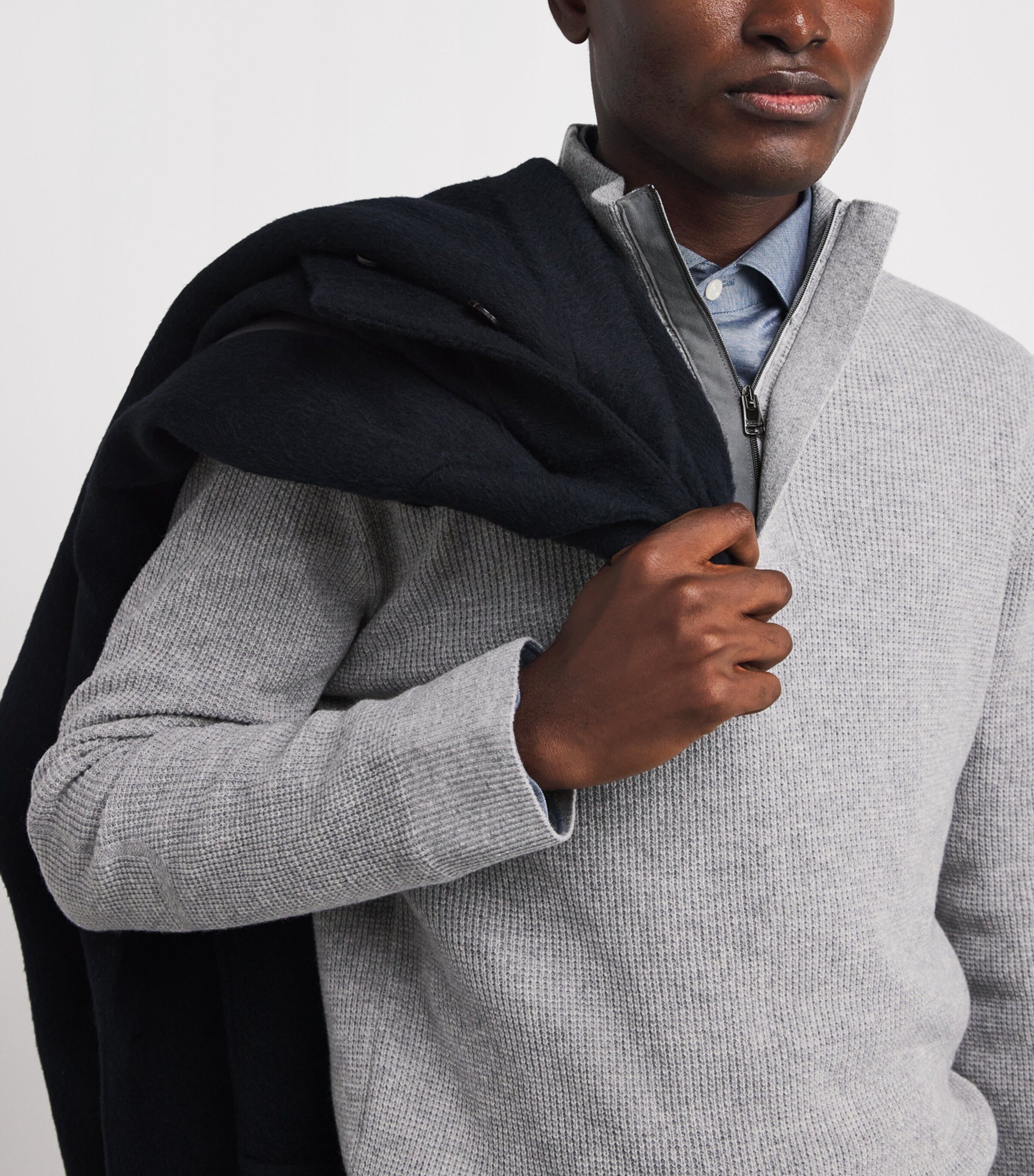Canali Mens Wool-Cashmere Quarter-Zip Sweater Image 6