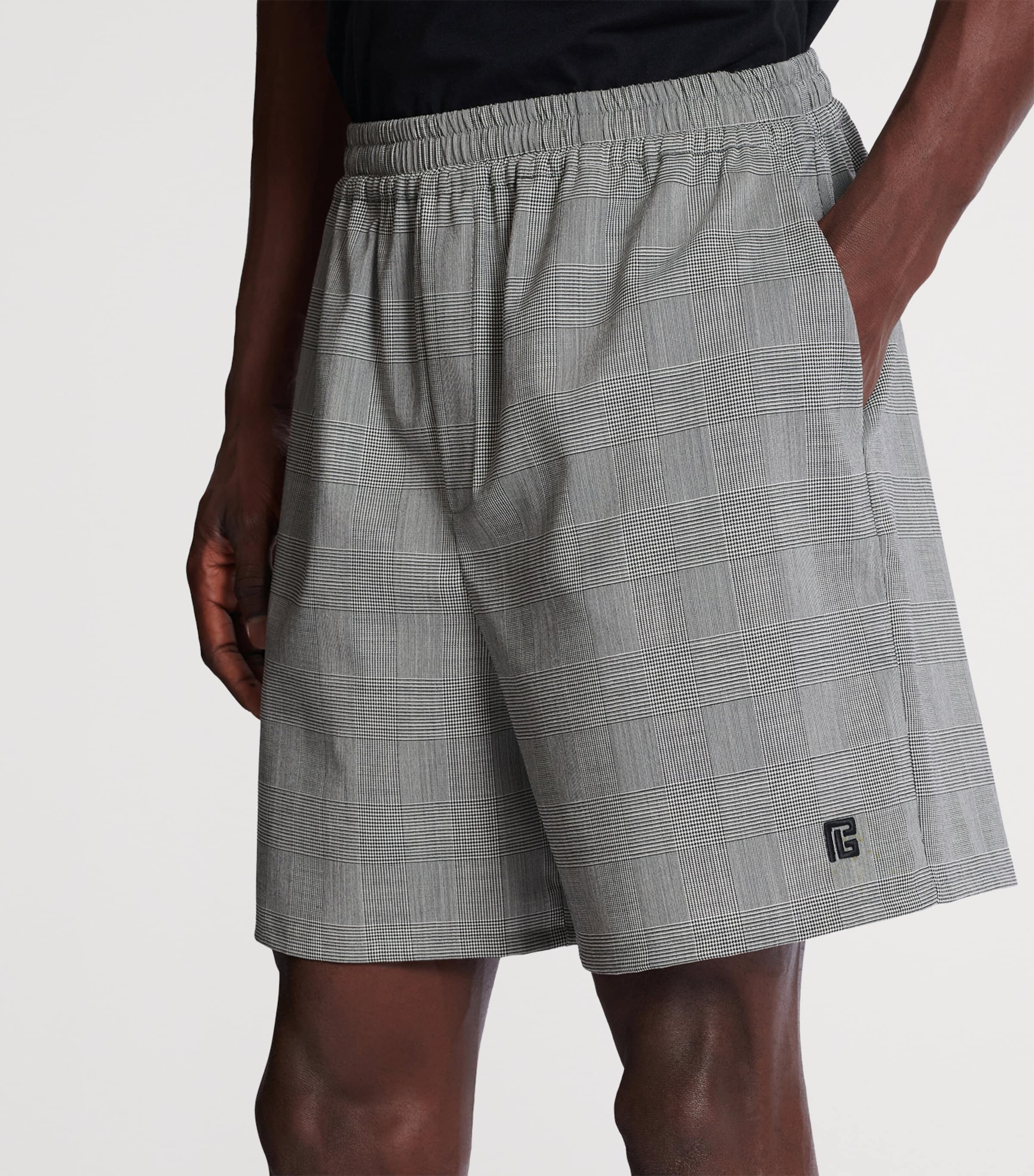 Virgin Wool Check Shorts EAB NOIR/BLANC Image 6