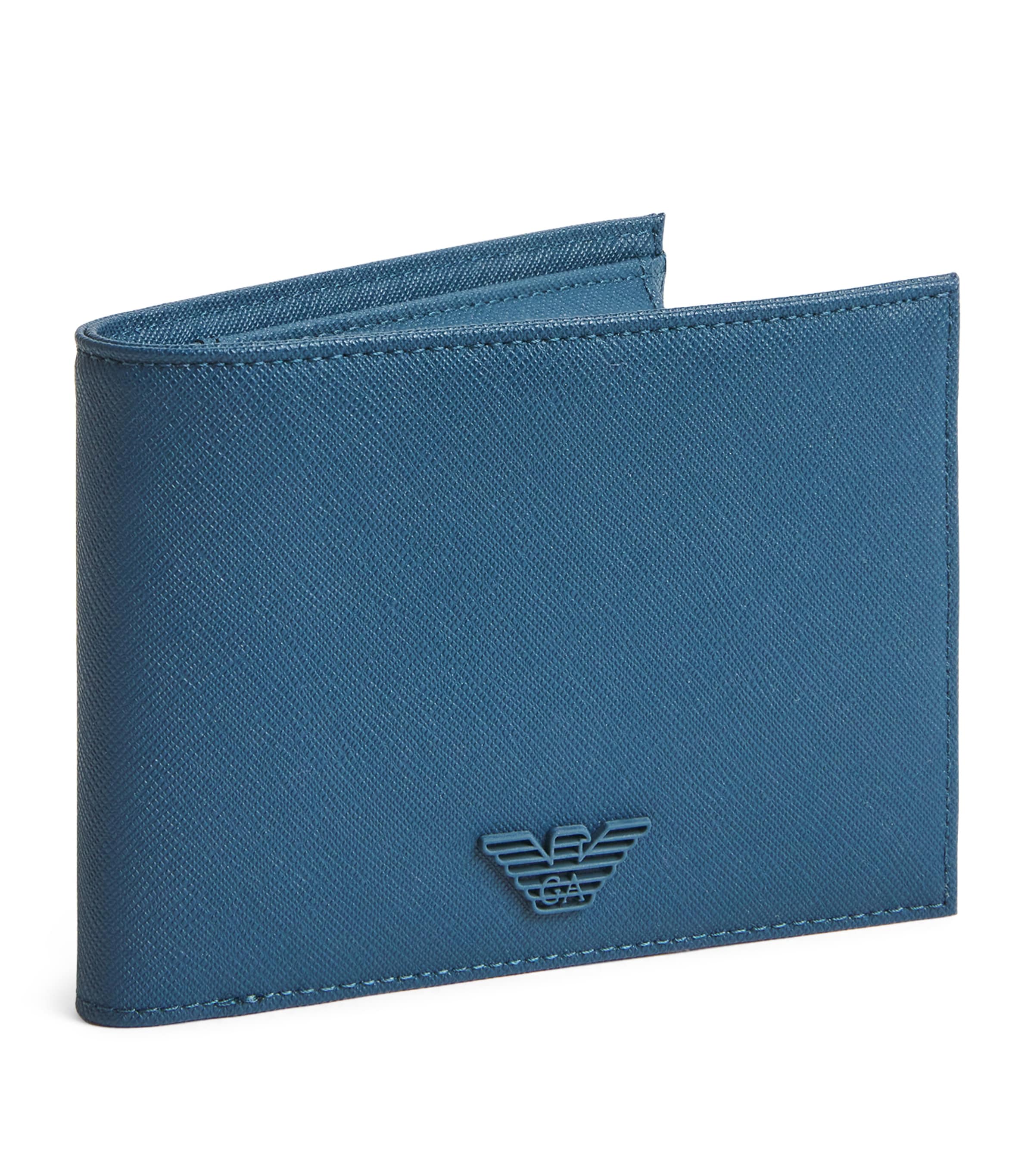 Emporio Armani Faux Leather Wallet In Blue