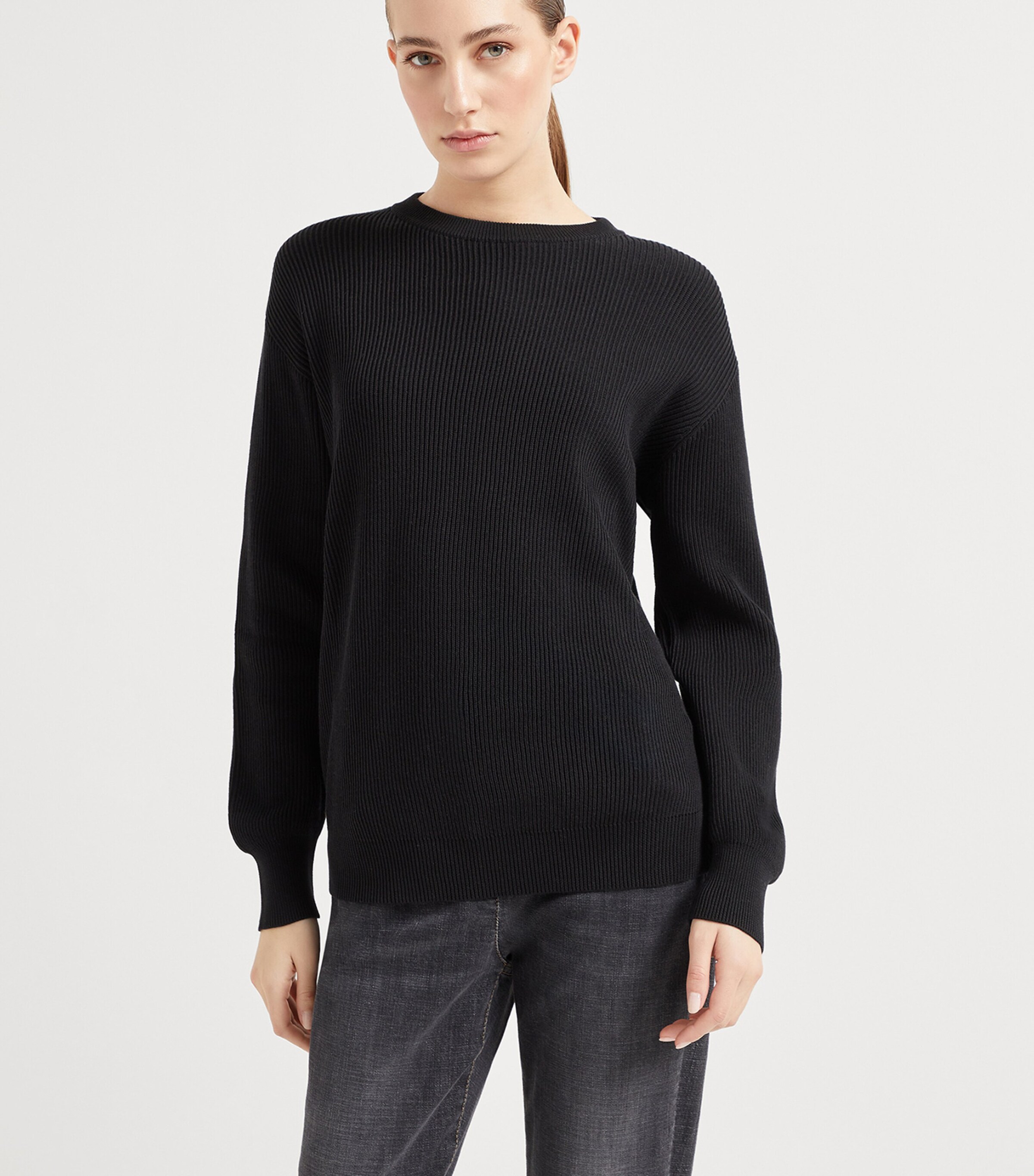Brunello Cucinelli Womens Cotton Monili-Trim Sweater Image 2