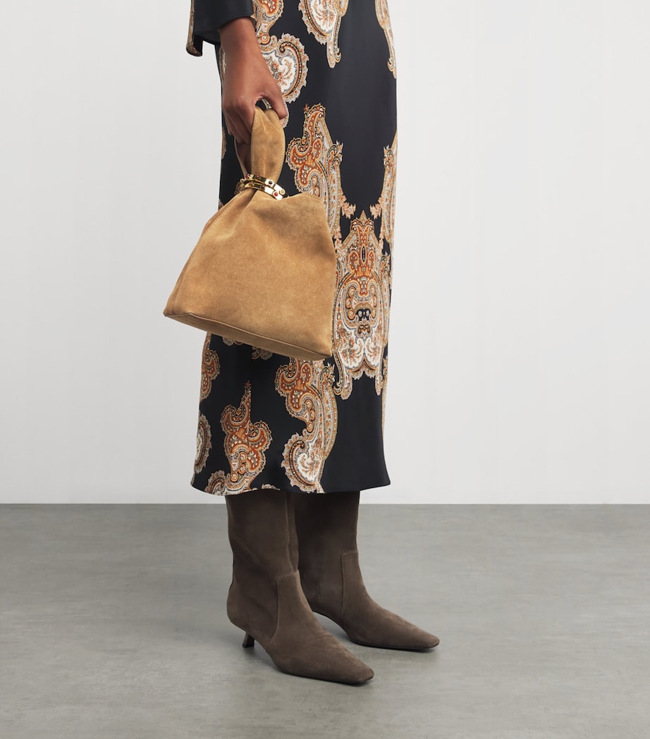 Suede Embellished Swing Clutch Bag ACORN Image 2