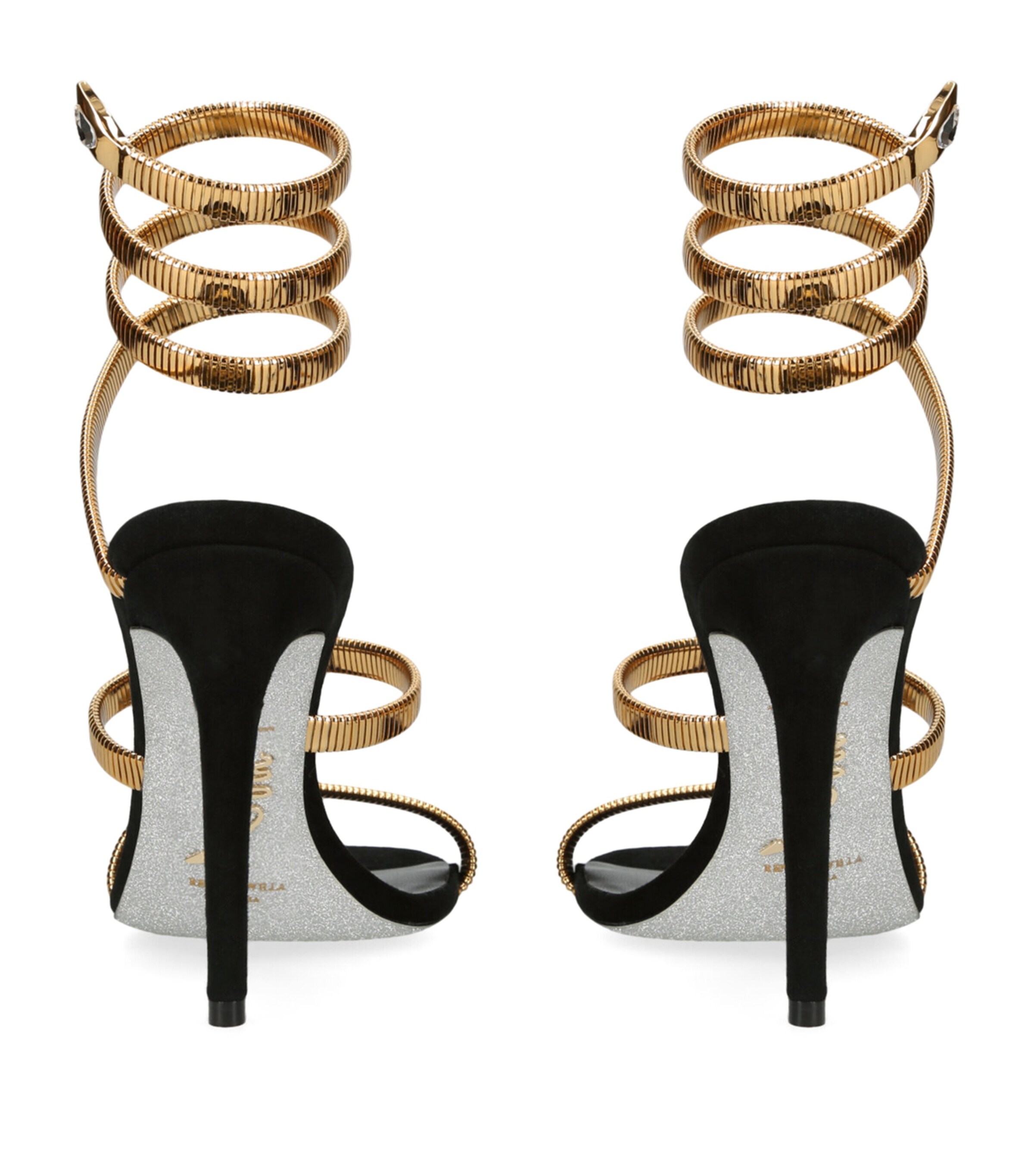 René Caovilla Suede Juniper Sandals 105 Gold Comb Image 4